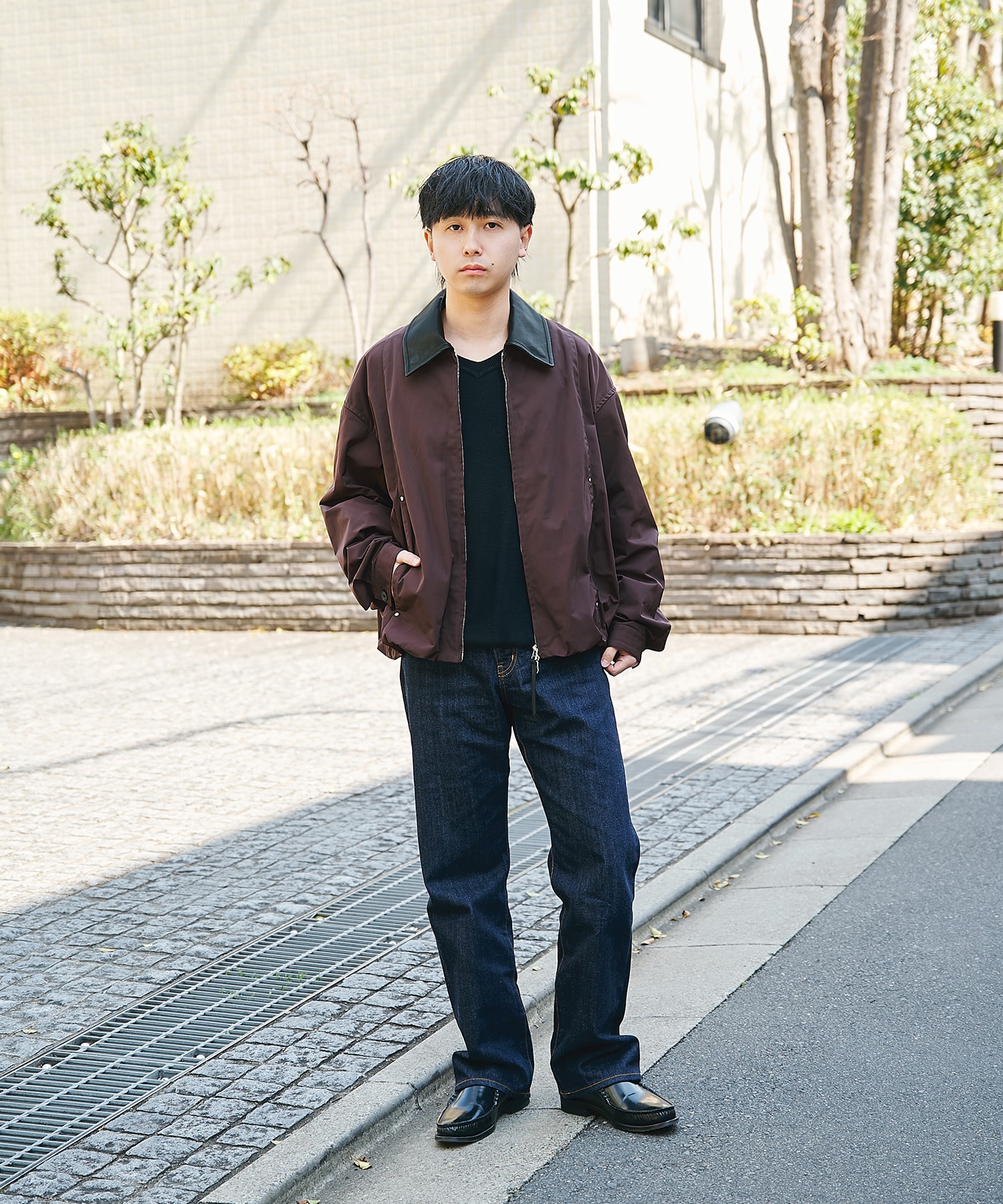 Leather collar Balloon Blouson STUDIOUS