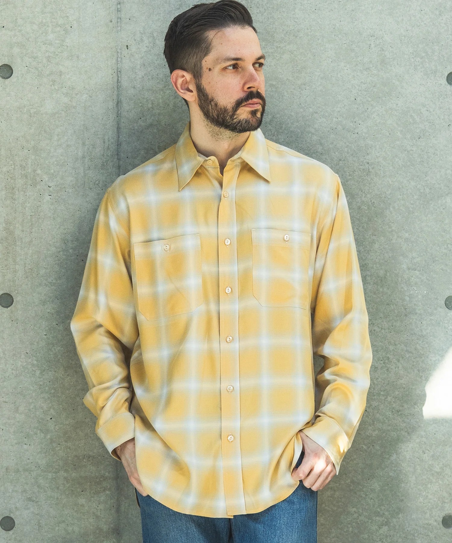 RAYON OMBRE CHECK /WORK SHIRT MR.OLIVE