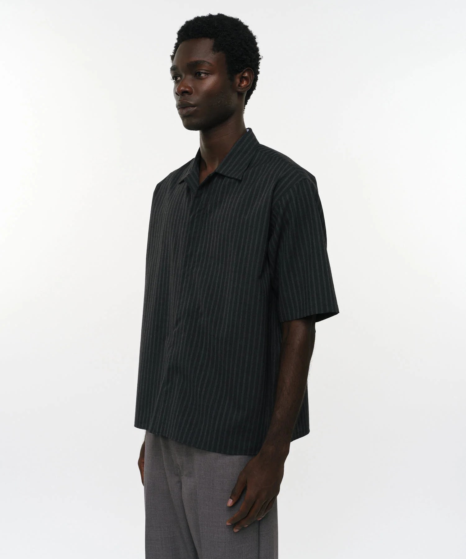FLY FRONT OPEN COLLAR S/S SHIRT | marka