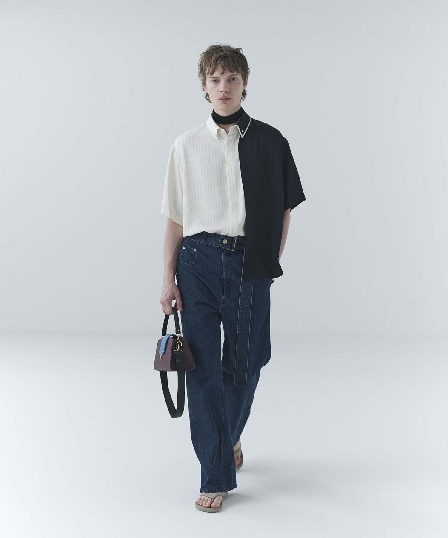 Double Cloth Layered Bi-Color Short Sleeve Shirt CULLNI