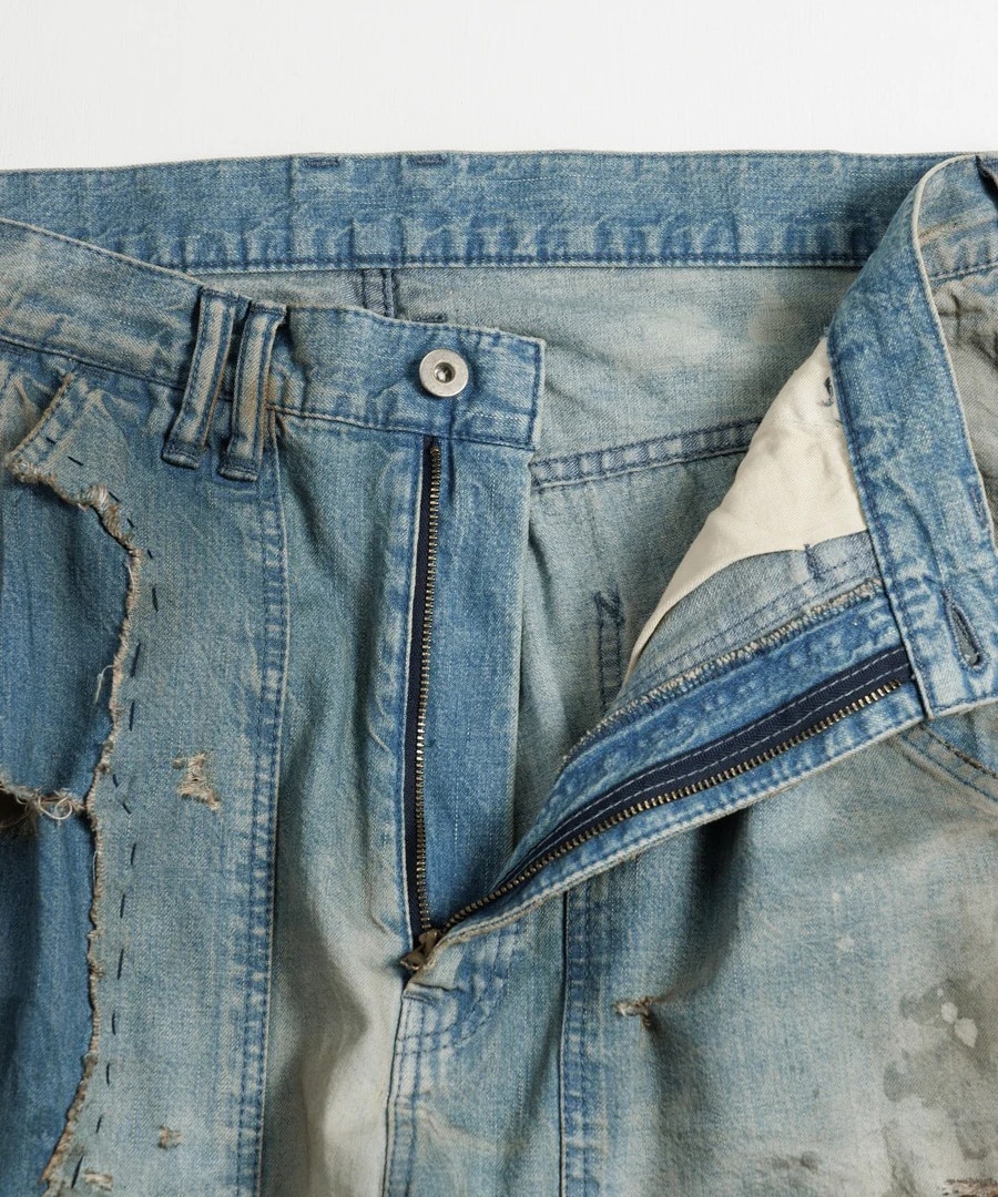 REMAKED DOUBLEKNEE DENIM PAINTER PANTS ANACHRONORM