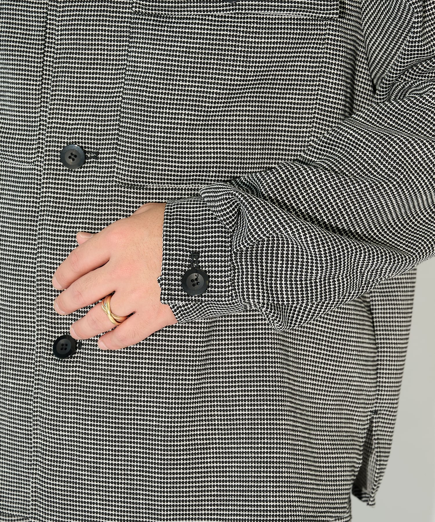 Mix Yarn Mesh Notched Lapel Shirt Blouson CULLNI