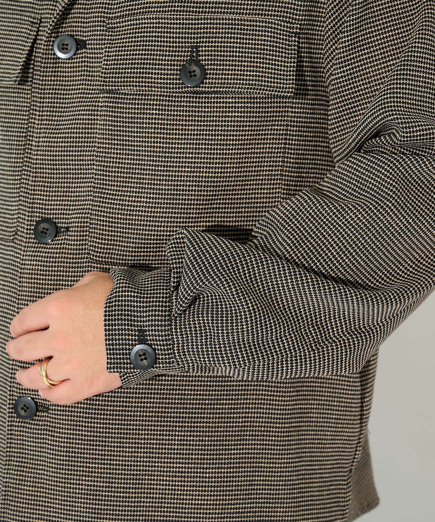 Mix Yarn Mesh Notched Lapel Shirt Blouson CULLNI