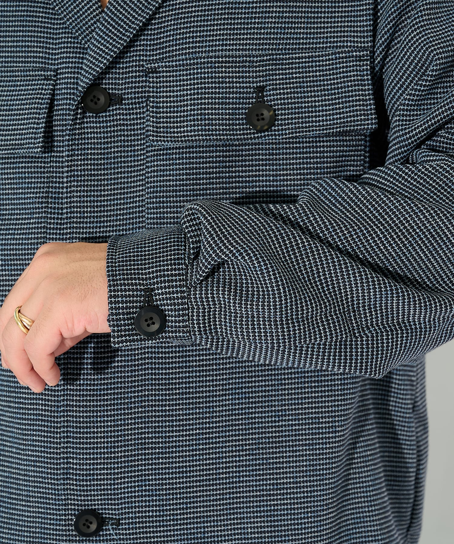 Mix Yarn Mesh Notched Lapel Shirt Blouson CULLNI