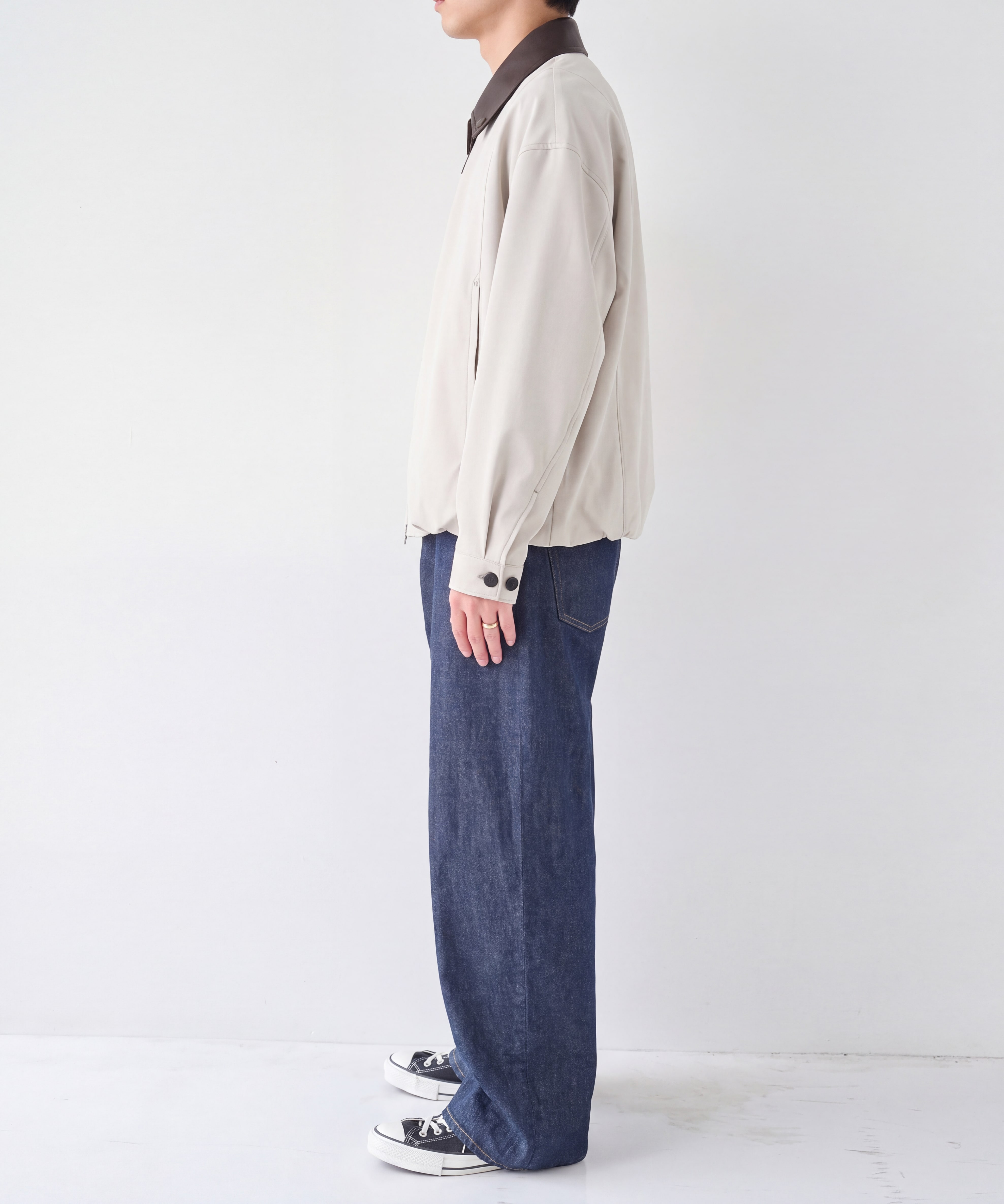 Leather collar Balloon Blouson STUDIOUS