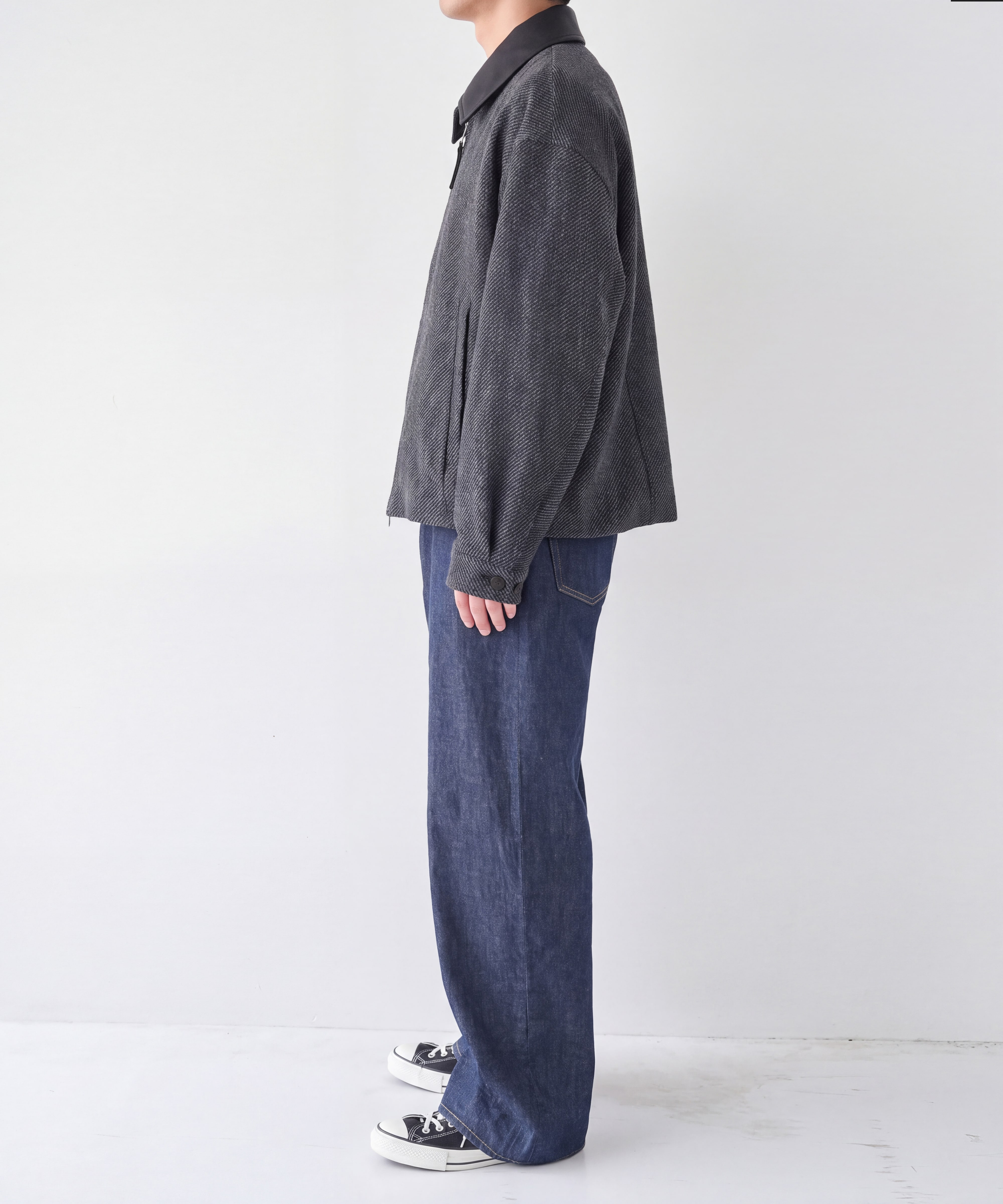 Leather collar Balloon Blouson STUDIOUS