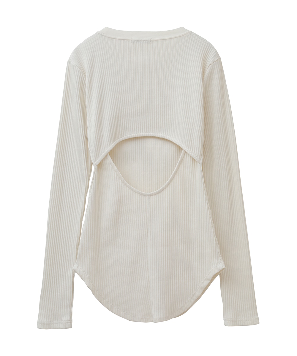 バックオープンリブトップス 12105-1082(1 IVORY): CLANE: WOMENS