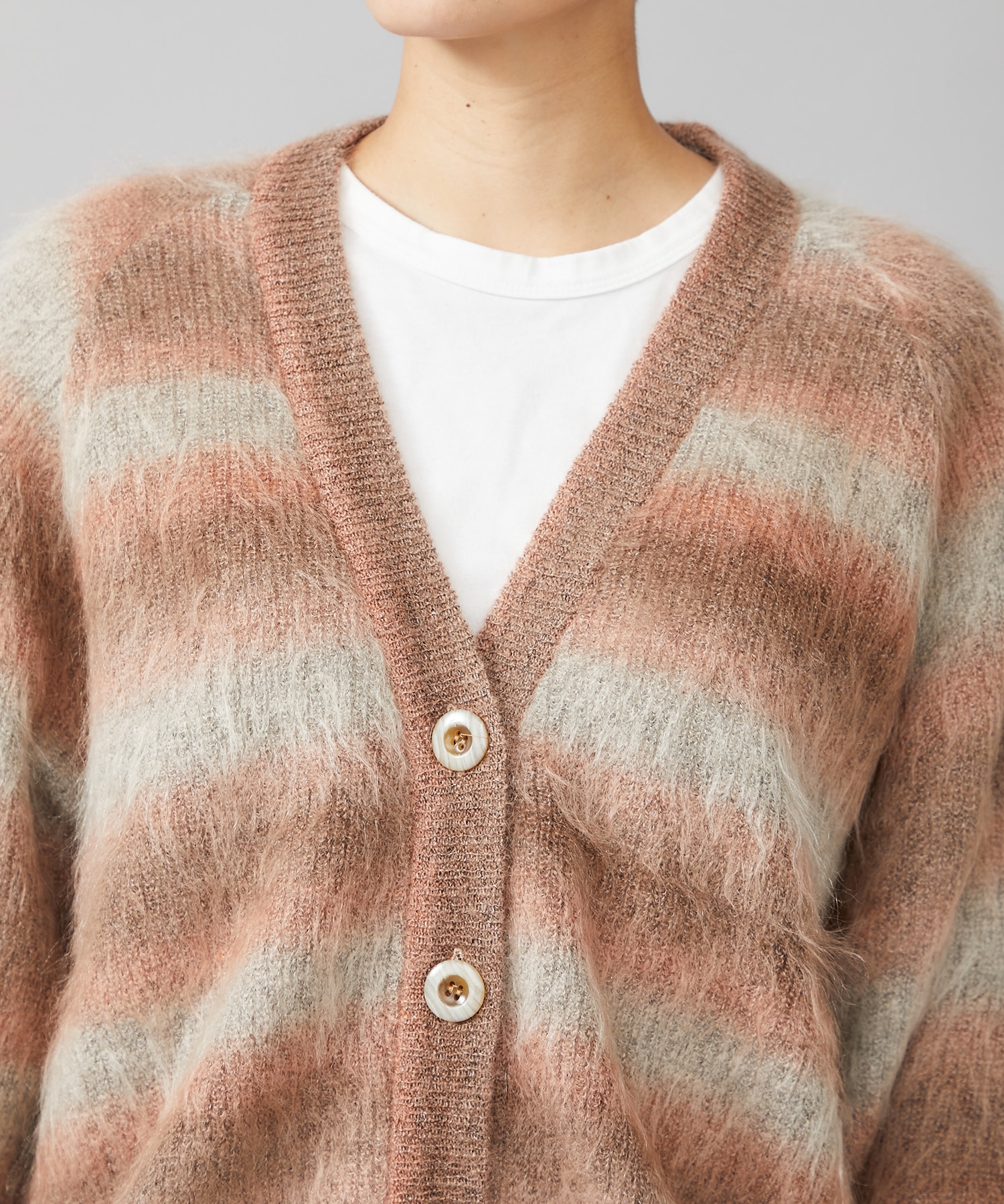 茄子紺 FUMIE ＝ TANAKA gradation mohair cardigan | kdcow.com