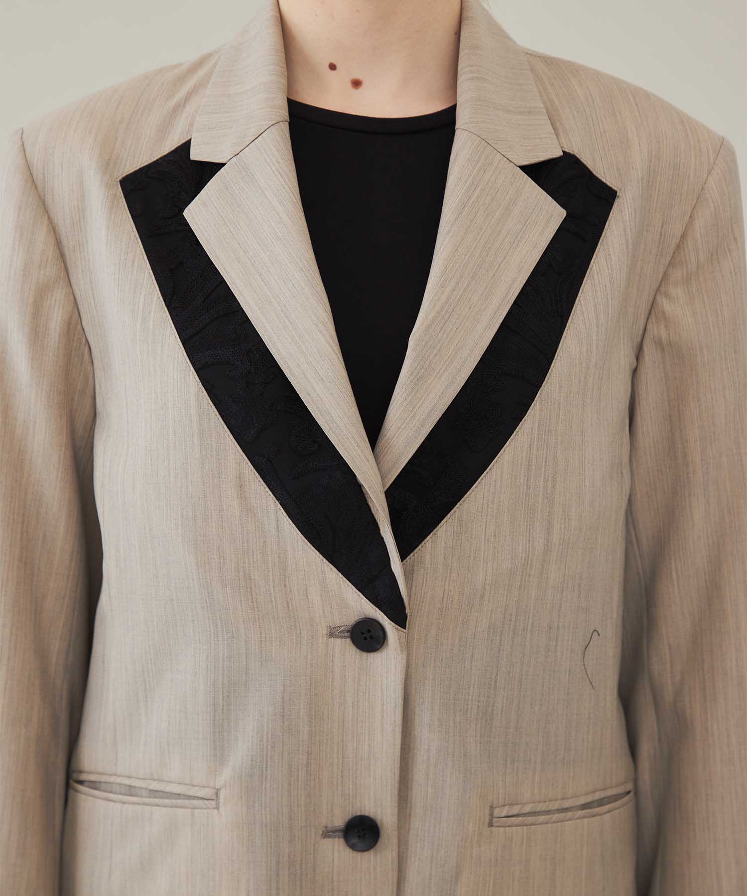 SUMMER WOOL LAYERED LAPEL JACKET CINOH