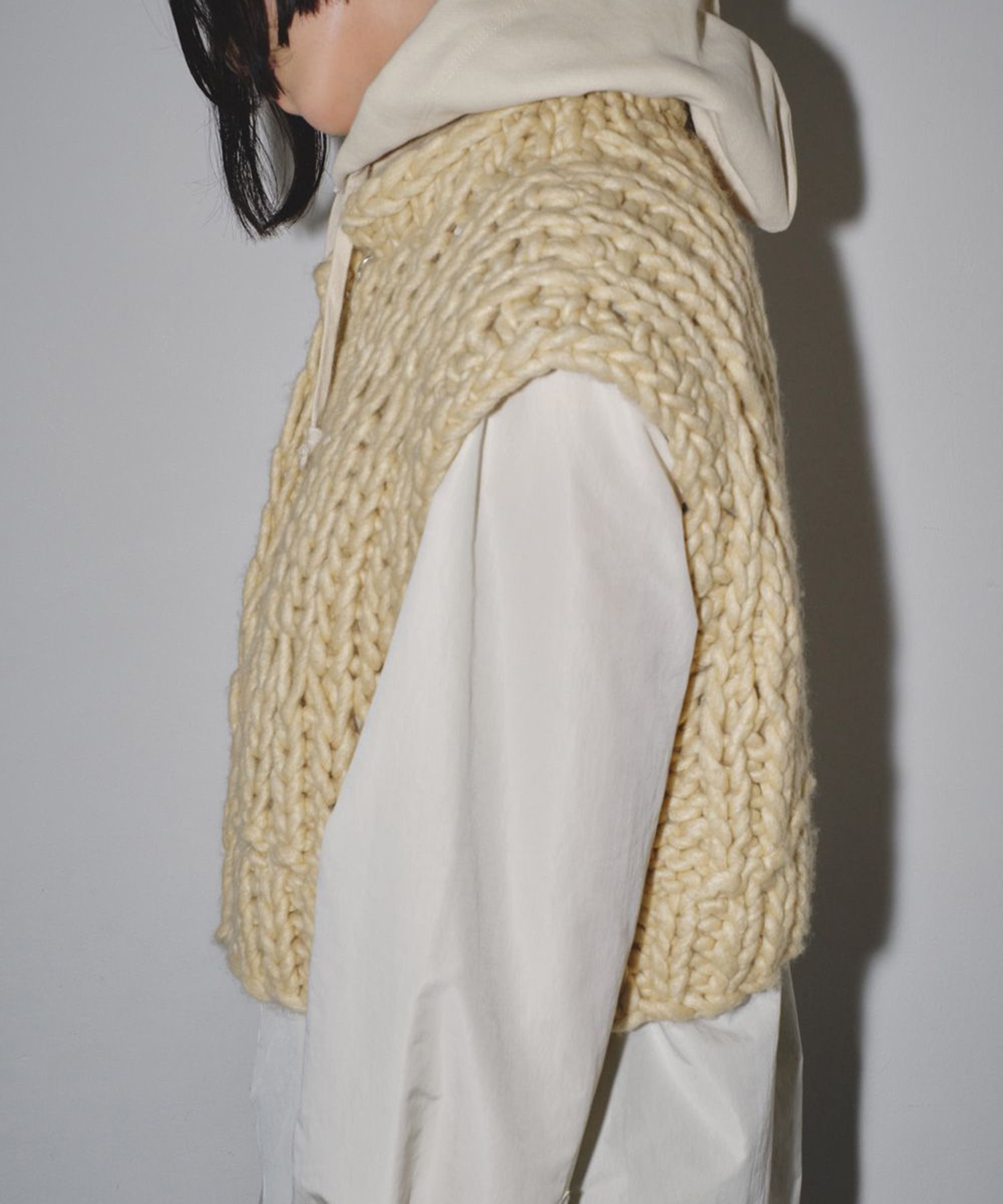 todayful Chunky Hand Knitvest  エクリュサイズフリー