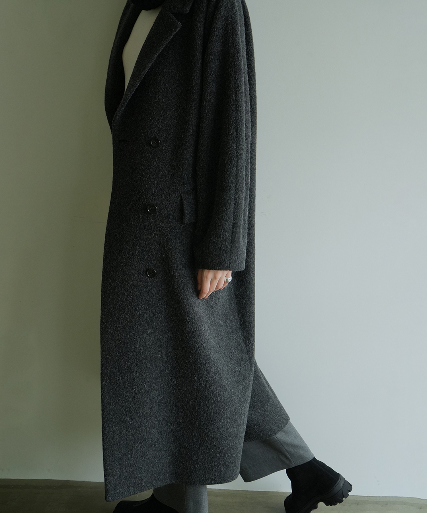 DOUBLE WOOL LONG COAT(0 DARK GREY): CLANE: WOMENS｜ STUDIOUS