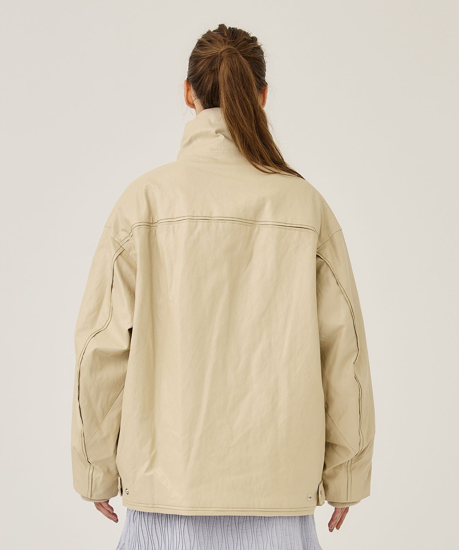 PASTING LIKE FAKE LEATHER JACKET(S IVORY): AMERI: WOMENS