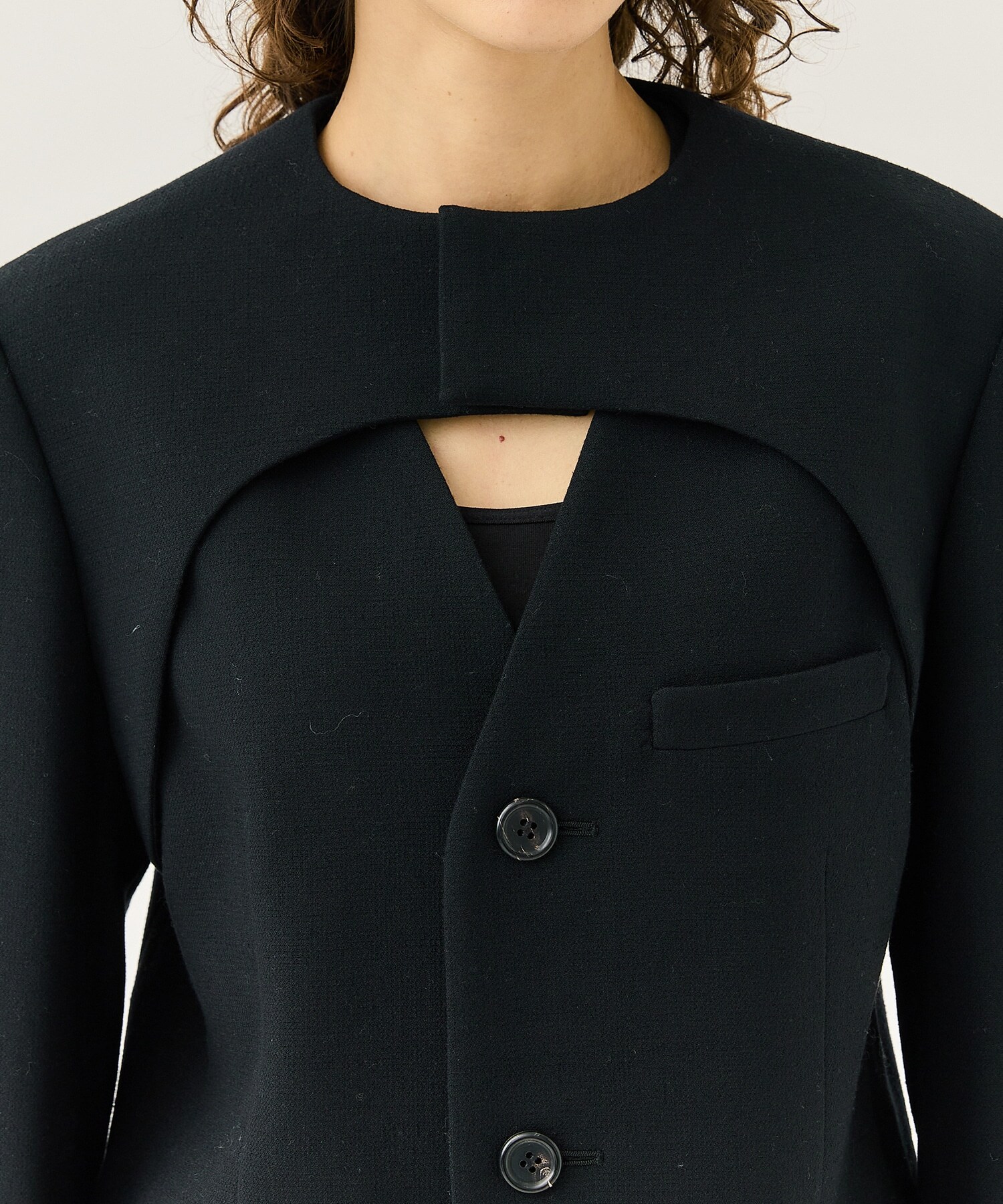Double Cloth Layered Jacket(36 BLACK): INSCRIRE: WOMENS｜ STUDIOUS