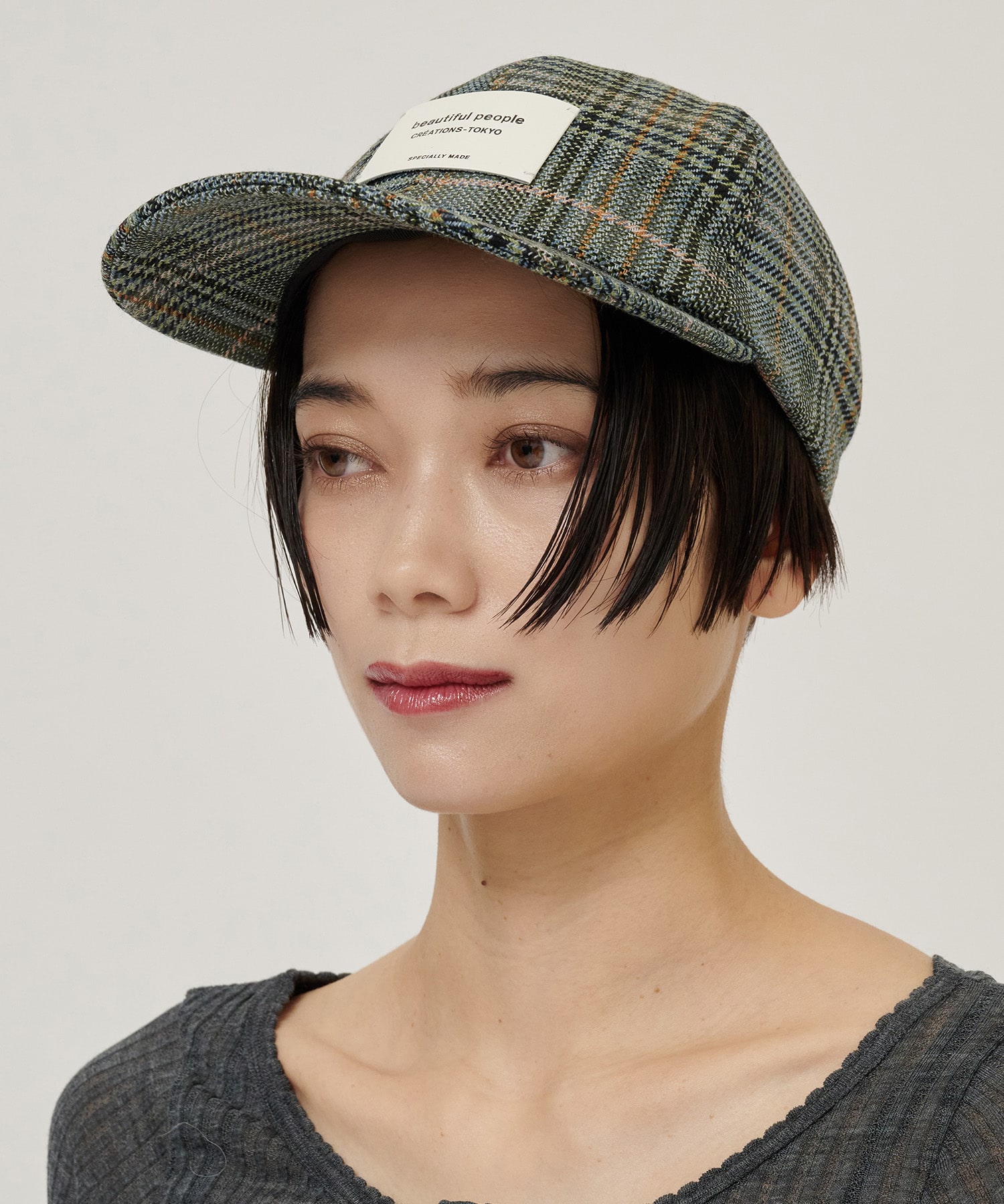 tweed check cap(S GREY): beautiful people: WOMENS｜ STUDIOUS 