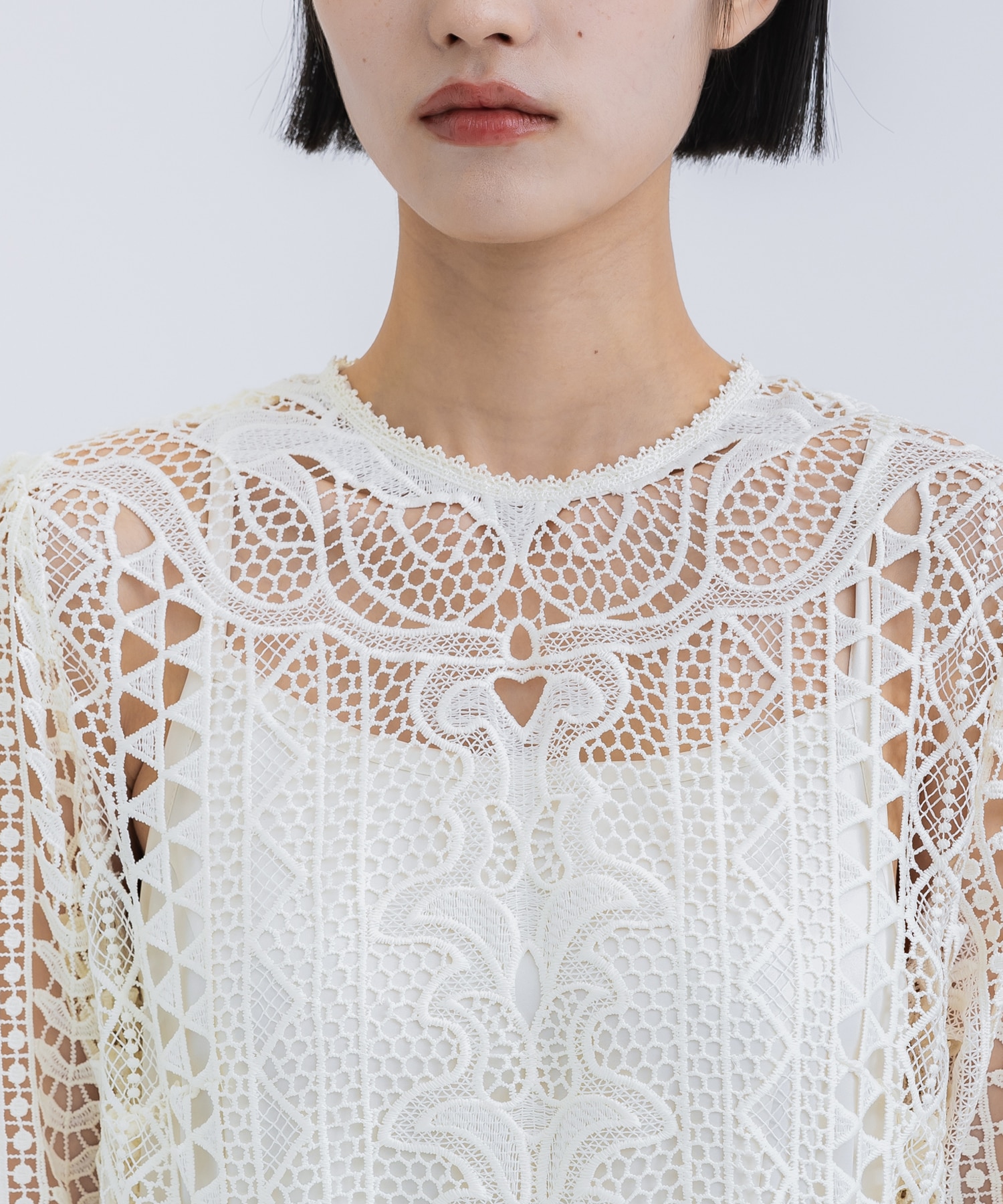 UND CHEMICAL LACE FLARE DRESS(S IVORY): AMERI: WOMENS｜ STUDIOUS