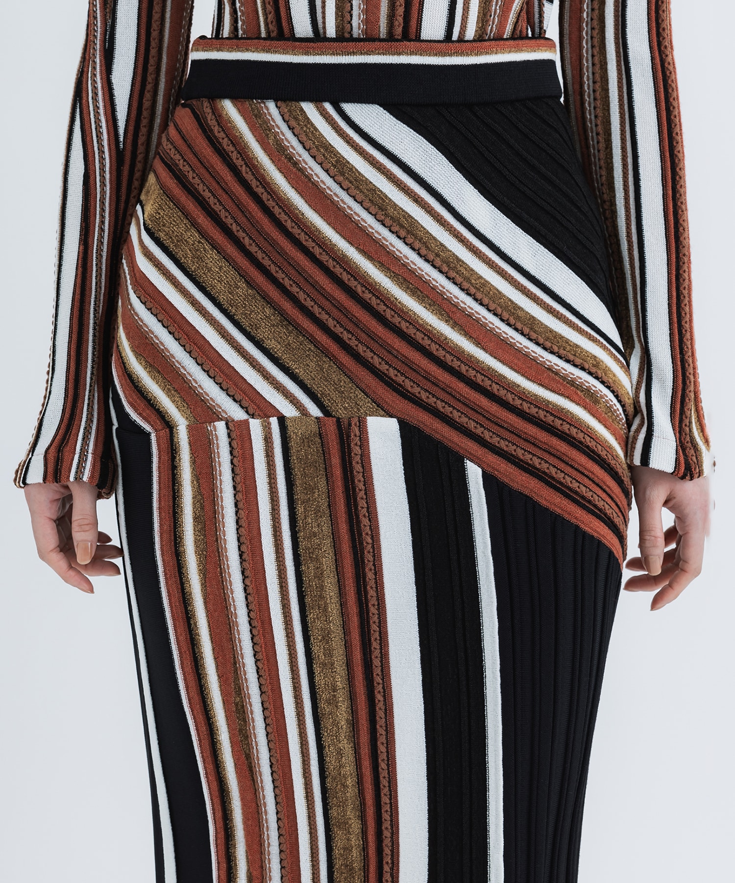 Stripe Jacquard Knitted Skirt Mame Kurogouchi