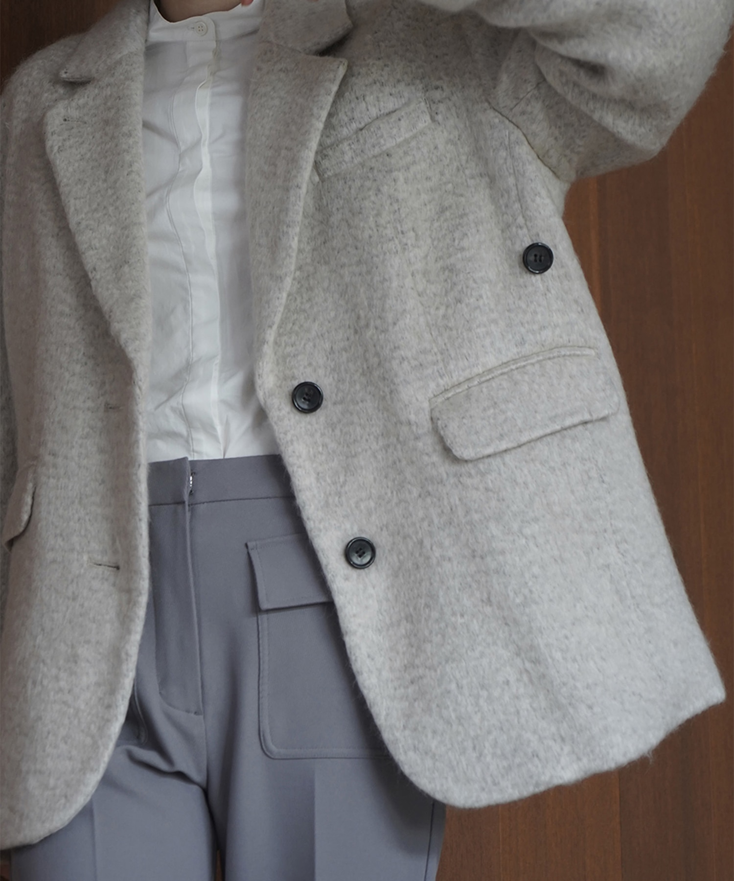 MIX SHAGGY OVER TAILORED JACKET(1 IVORY): CLANE: WOMENS｜ STUDIOUS