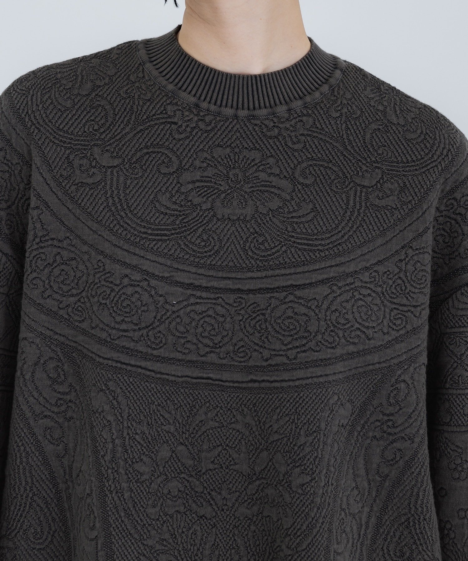 Floral Pattern Jacquard Washed Knitted Top(1 BLACK): Mame ...