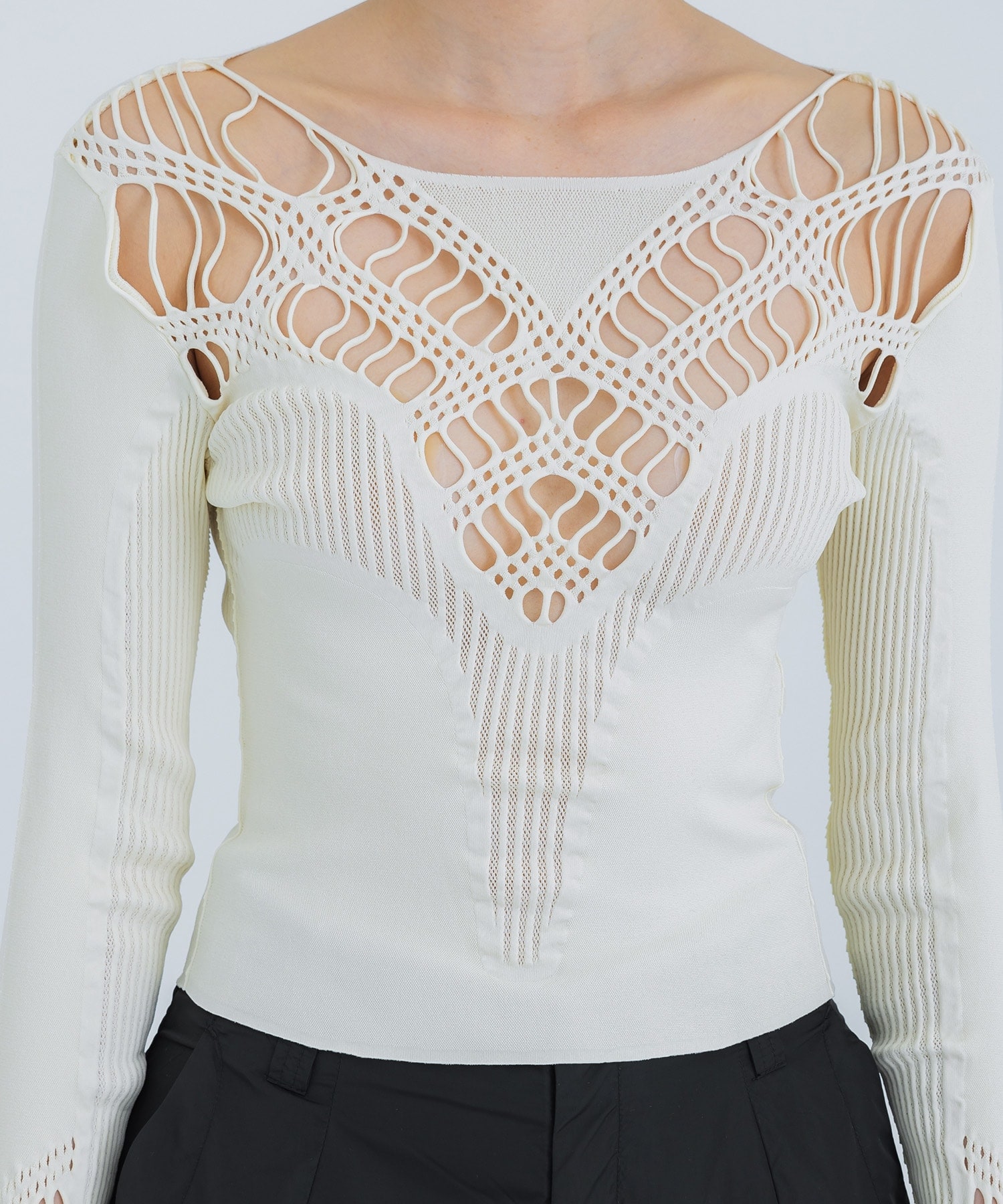 hole Lace knit pullover(FREE IVORY): MUKASA: WOMENS｜ STUDIOUS ...