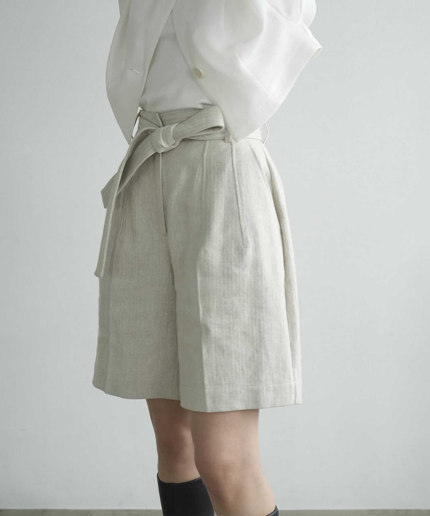 STITCH BELT HALF PANTS CLANE