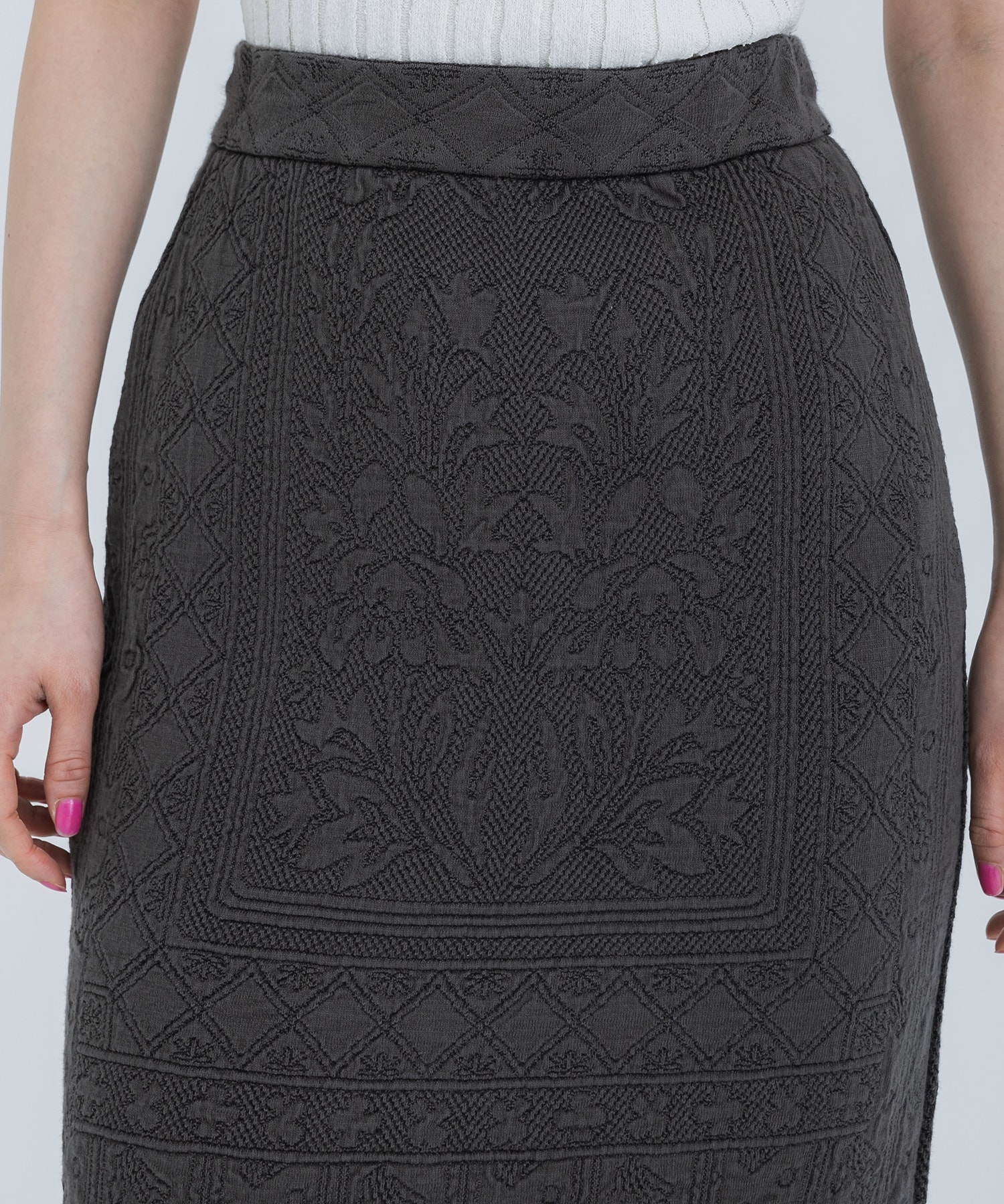 Floral Pattern Jacquard Washed Knitted Skirt(1 BLACK): Mame ...
