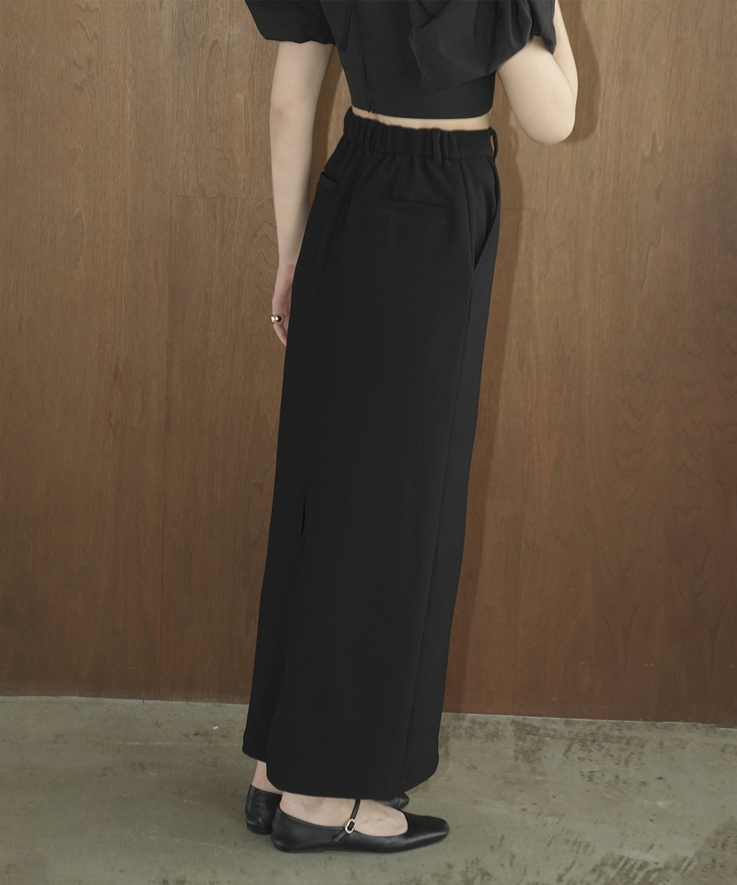 RIB STRIPE STRAIGHT SKIRT CLANE