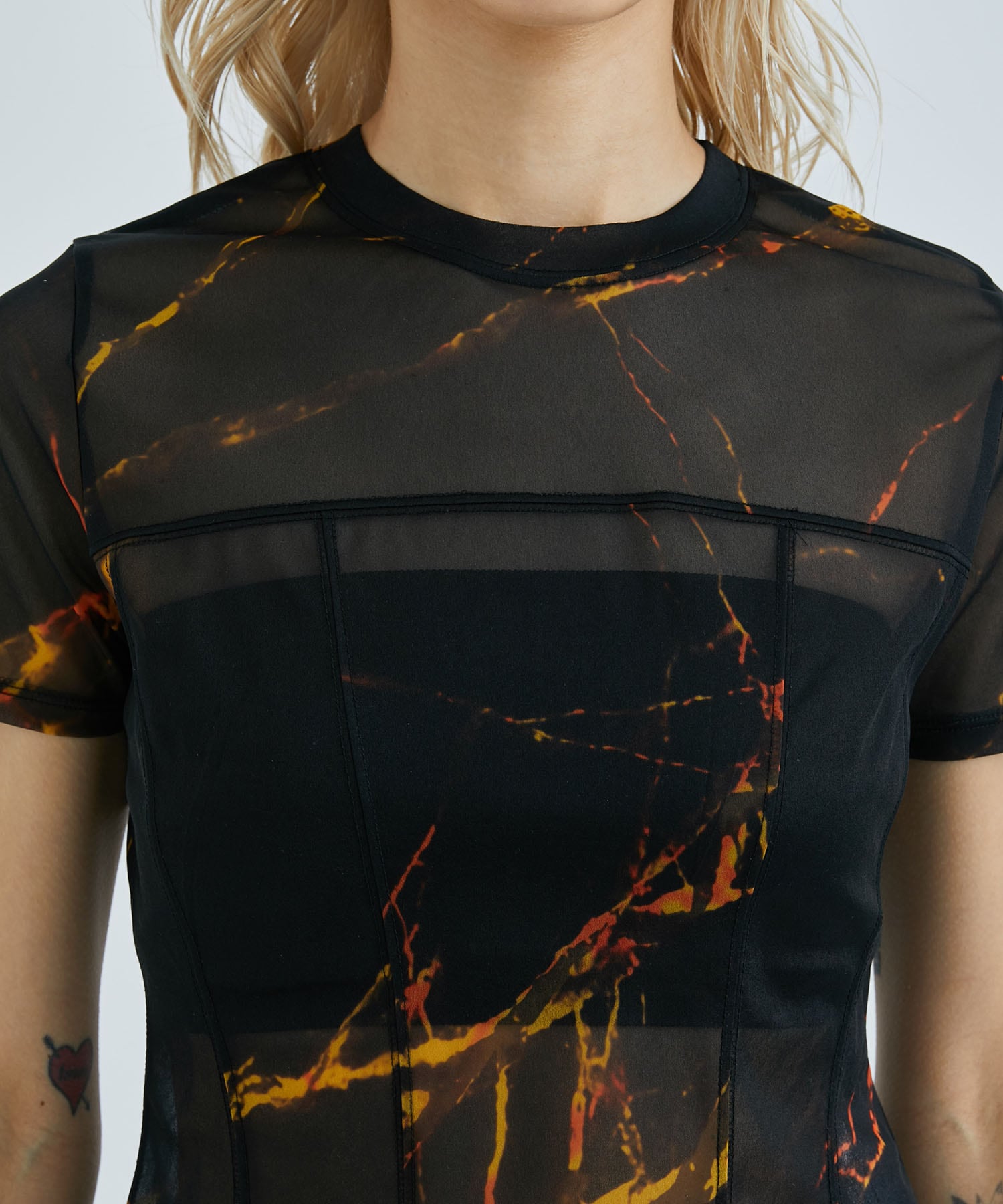 ALL OVER PRINT SEE-THROUGH BUSTIER T-SHIRT JOHN LAWRENCE SULLIVAN