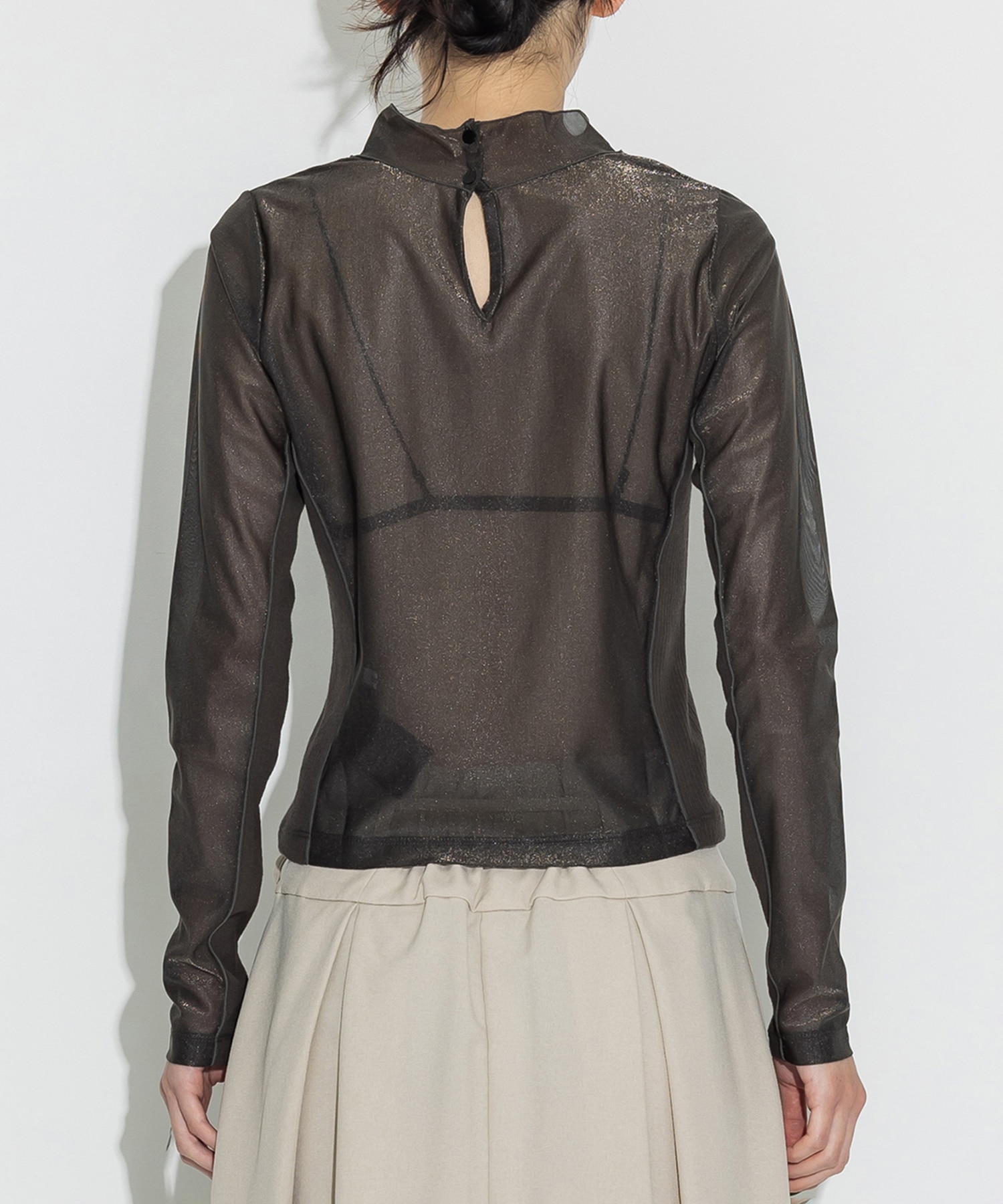 Rib Paneled Sheer Top STUDIOUS