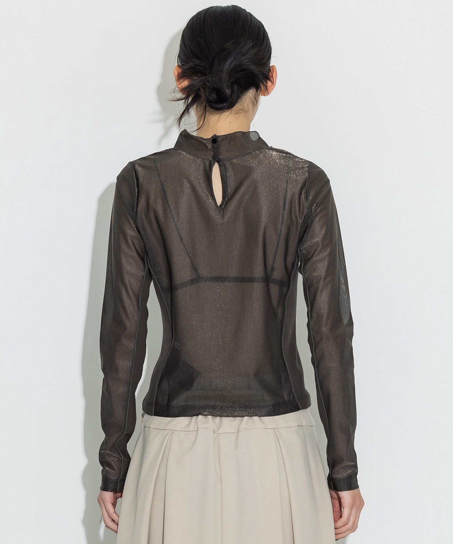 Rib Paneled Sheer Top STUDIOUS