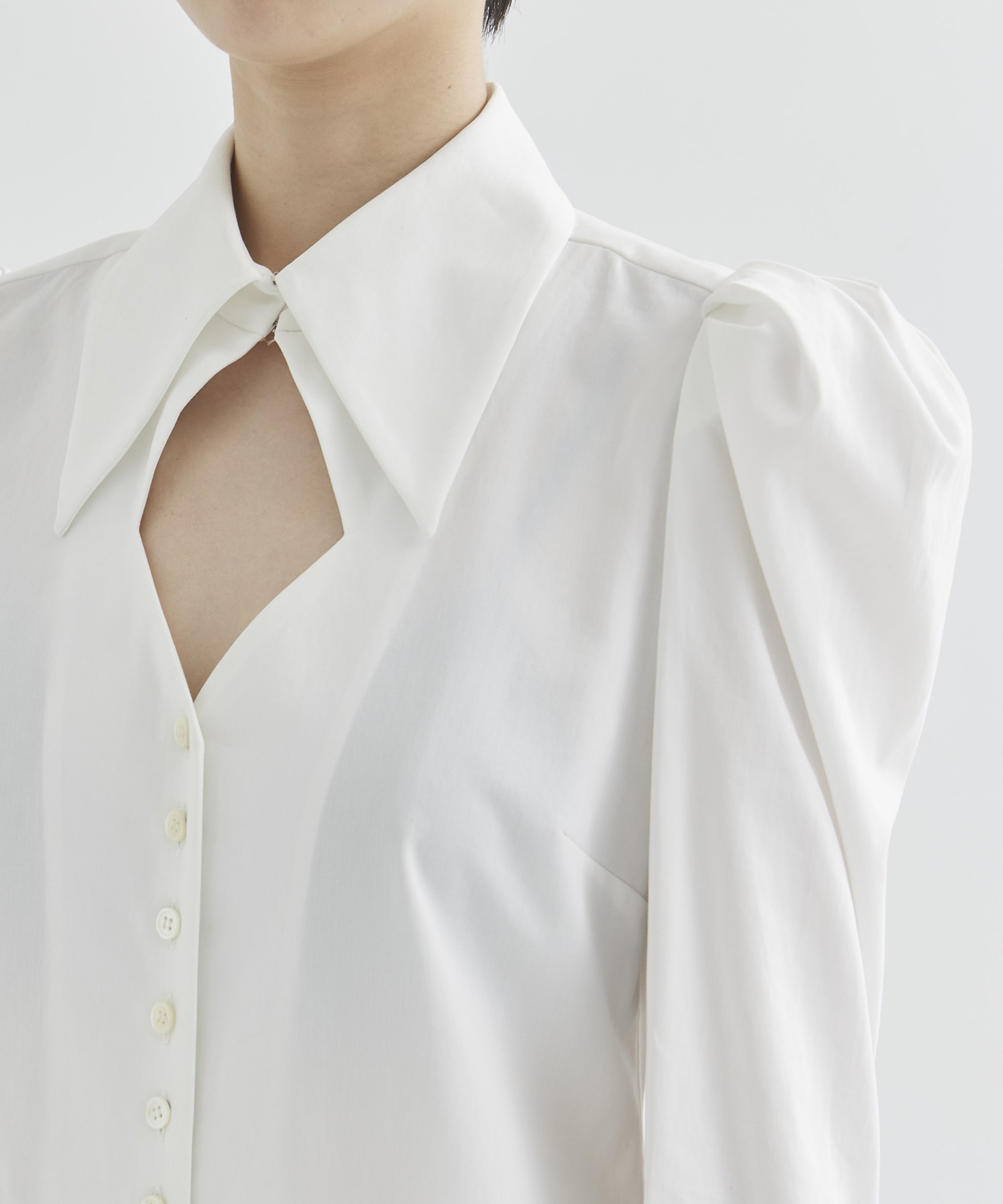 PUFF-SLEEVED COTTON SATIN SHIRT FETICO