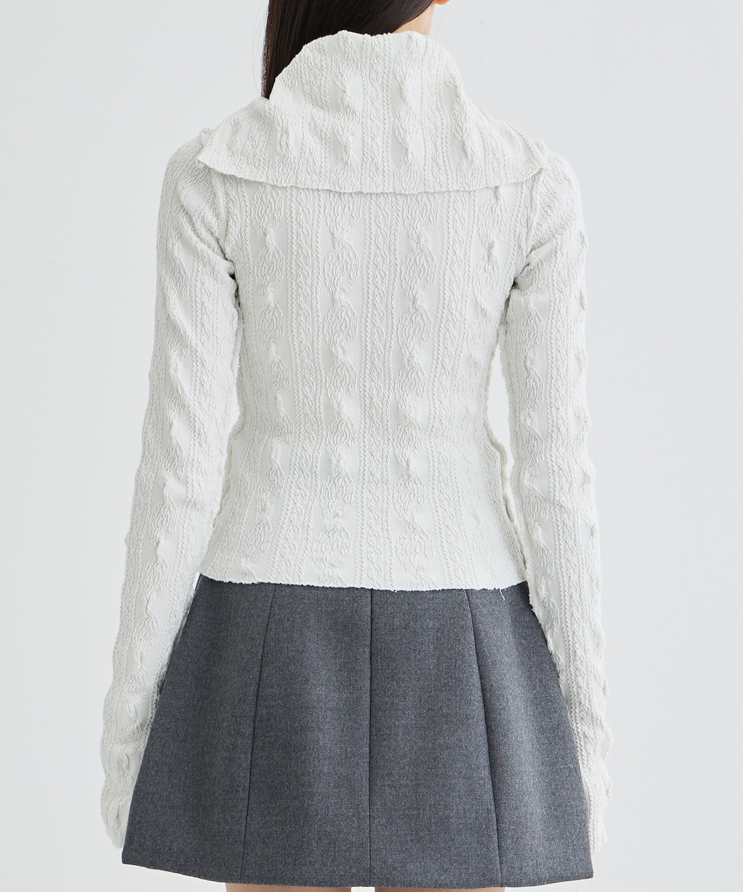 SHRUNK-KNIT LONG-SLEEVE TOP SAILOR HIGH-NECK kotohayokozawa