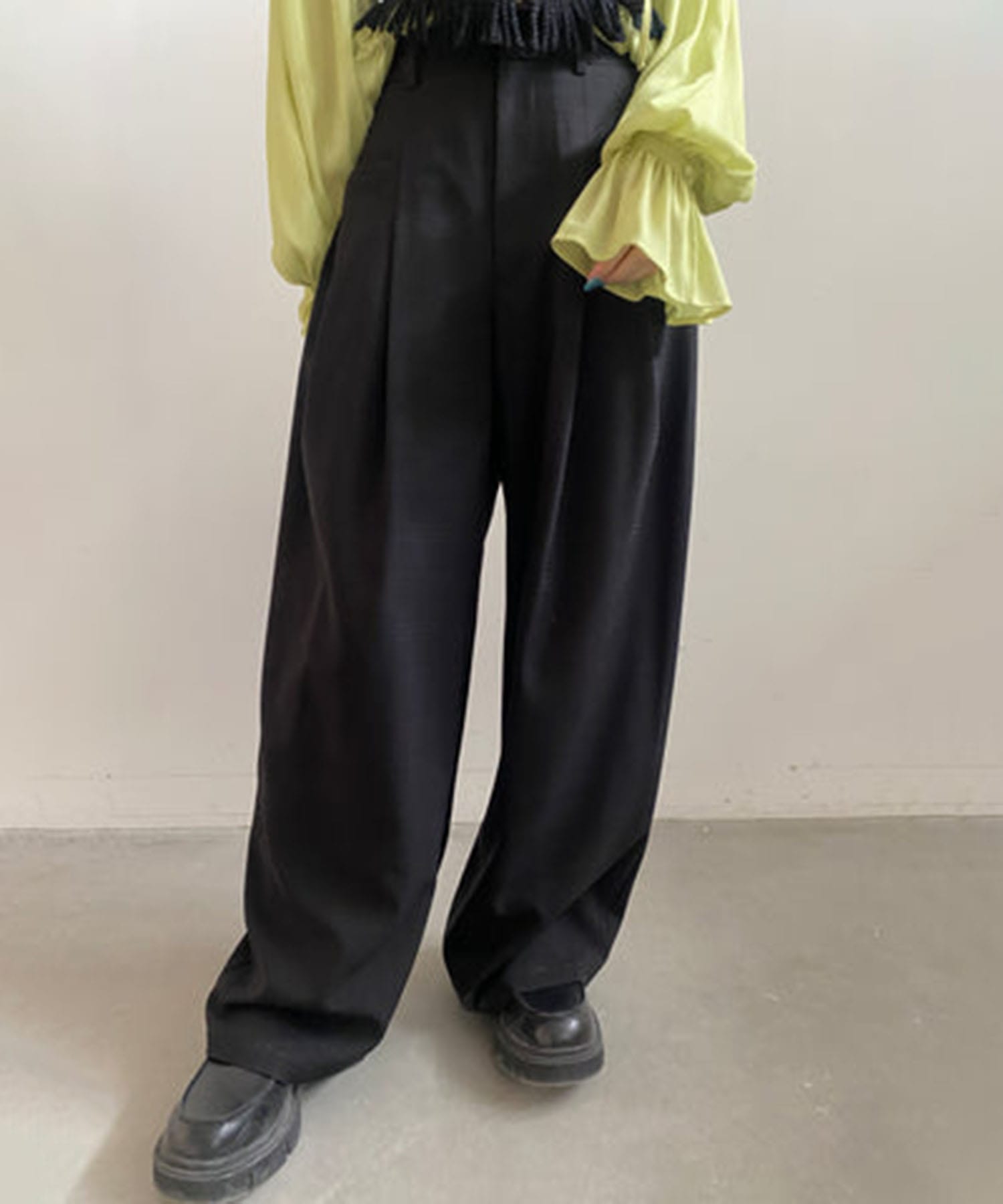 CHECK RELAX WIDE PANTS NOUNLESS