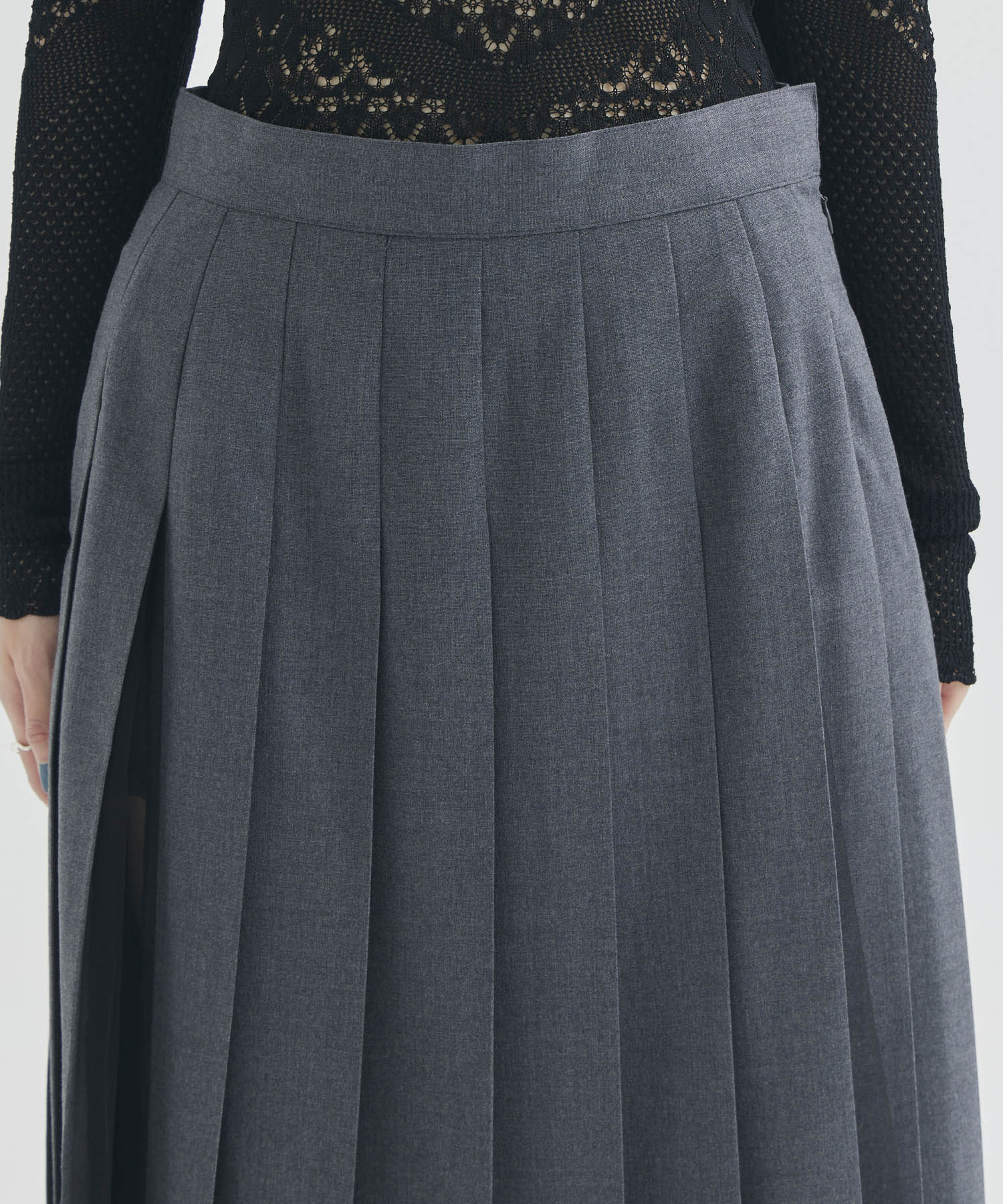 WOOL & TULLE COMBINED PLEATED SKIRT FETICO