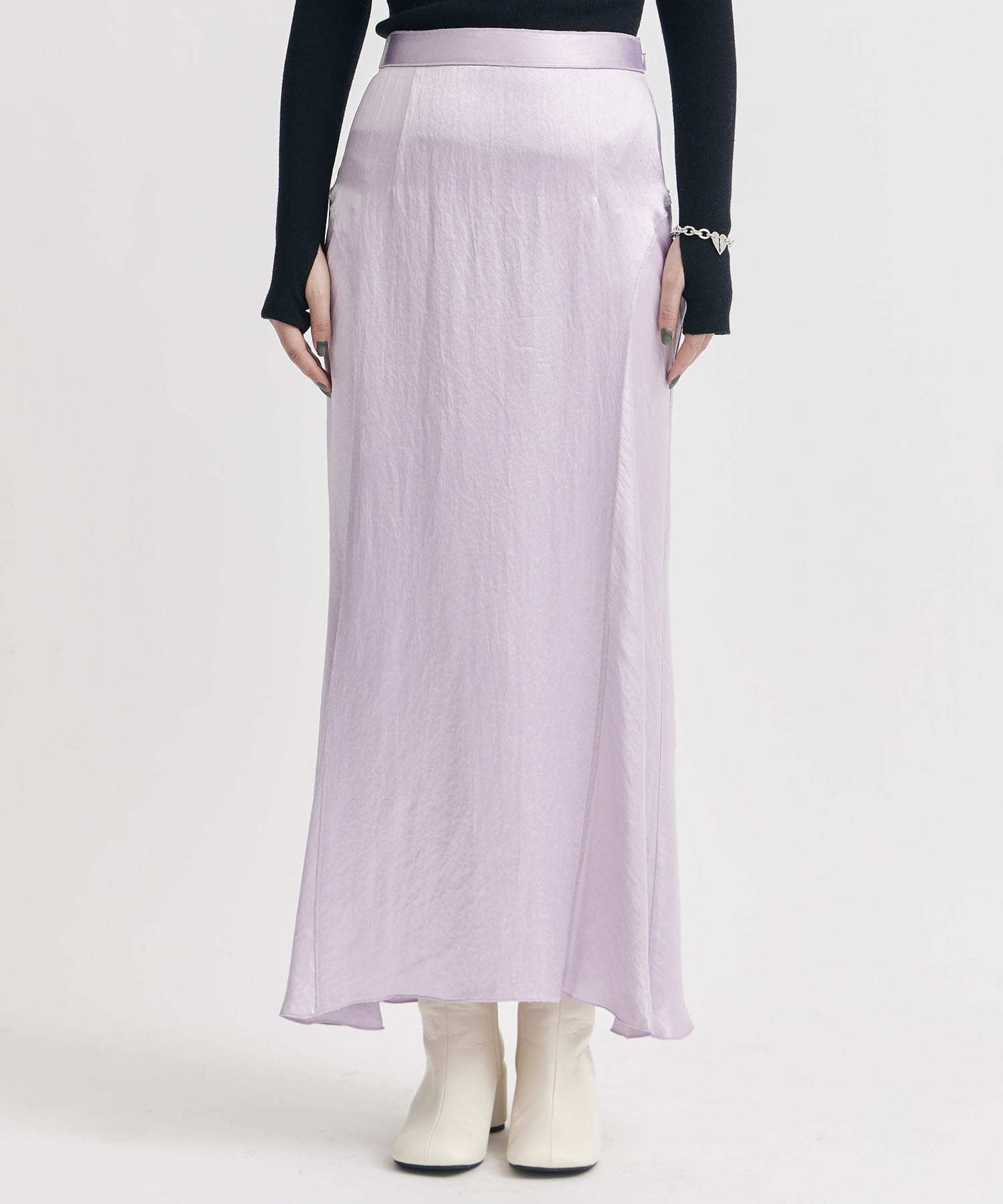BACK SLIT ACETATE SATIN MAXI SKIRT THINGS THAT MATTER