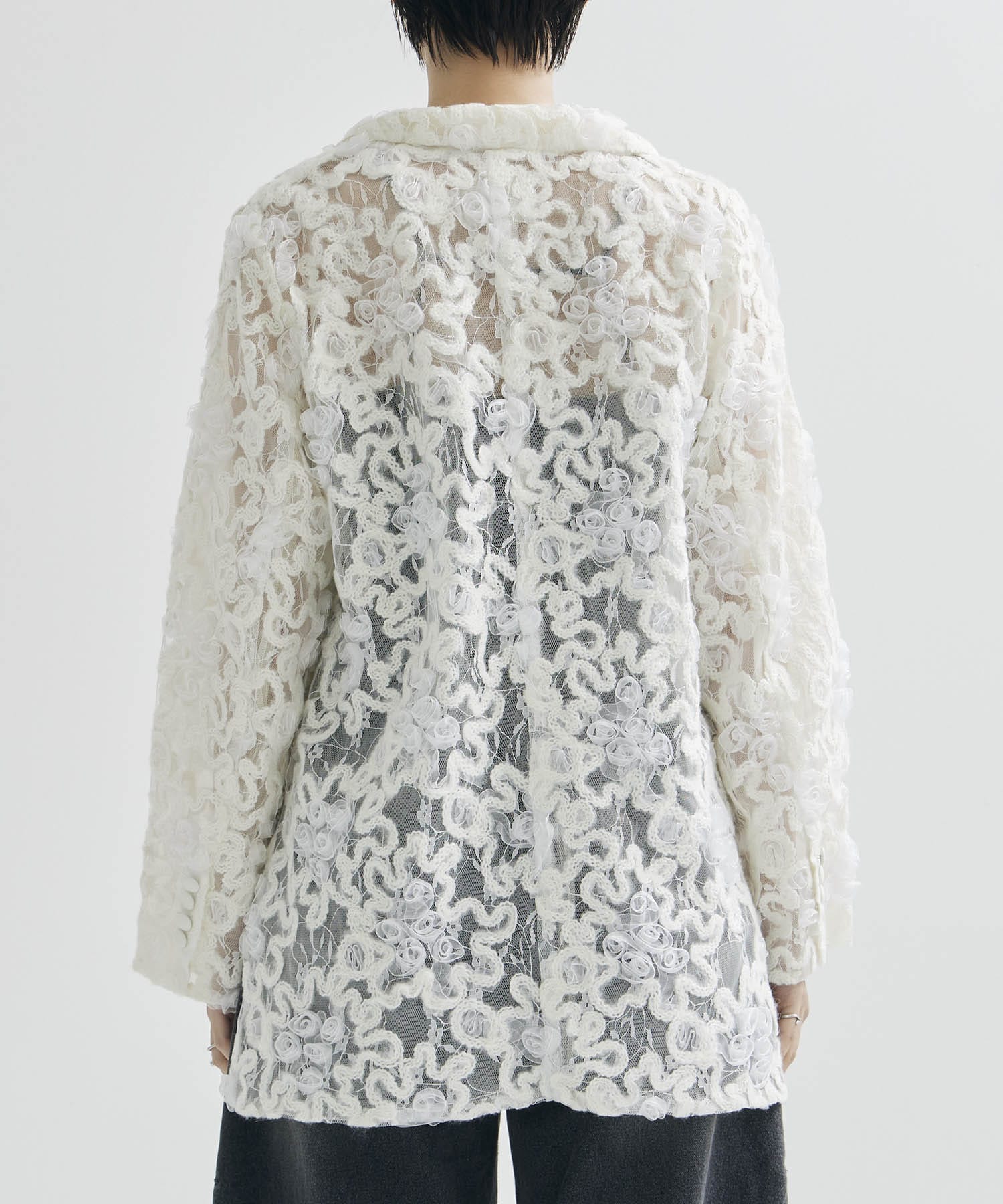 FLOWER MIX LACE SHEER JACKET AMERI