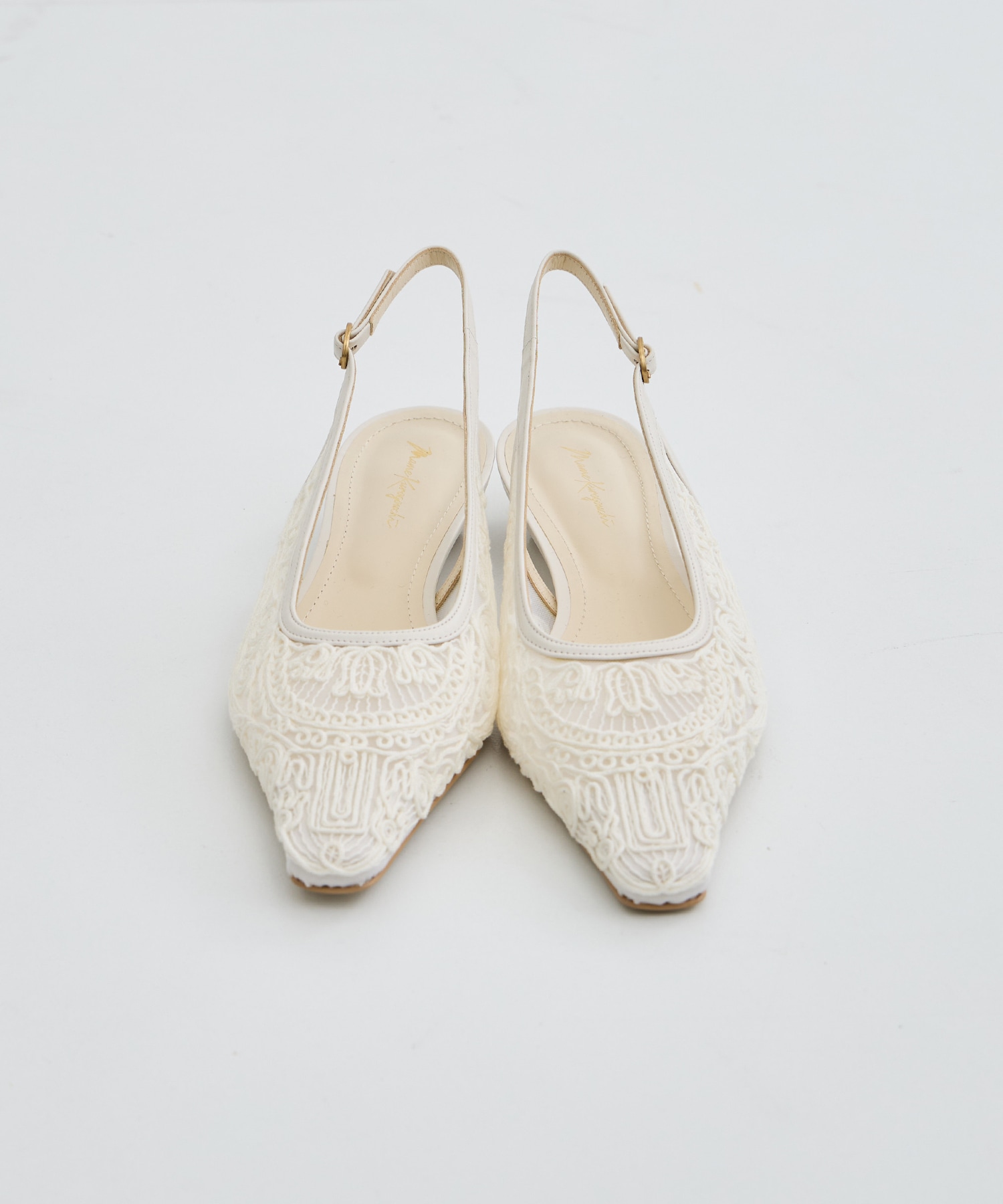 Cording Embroidery Sling Back Heels Mame Kurogouchi