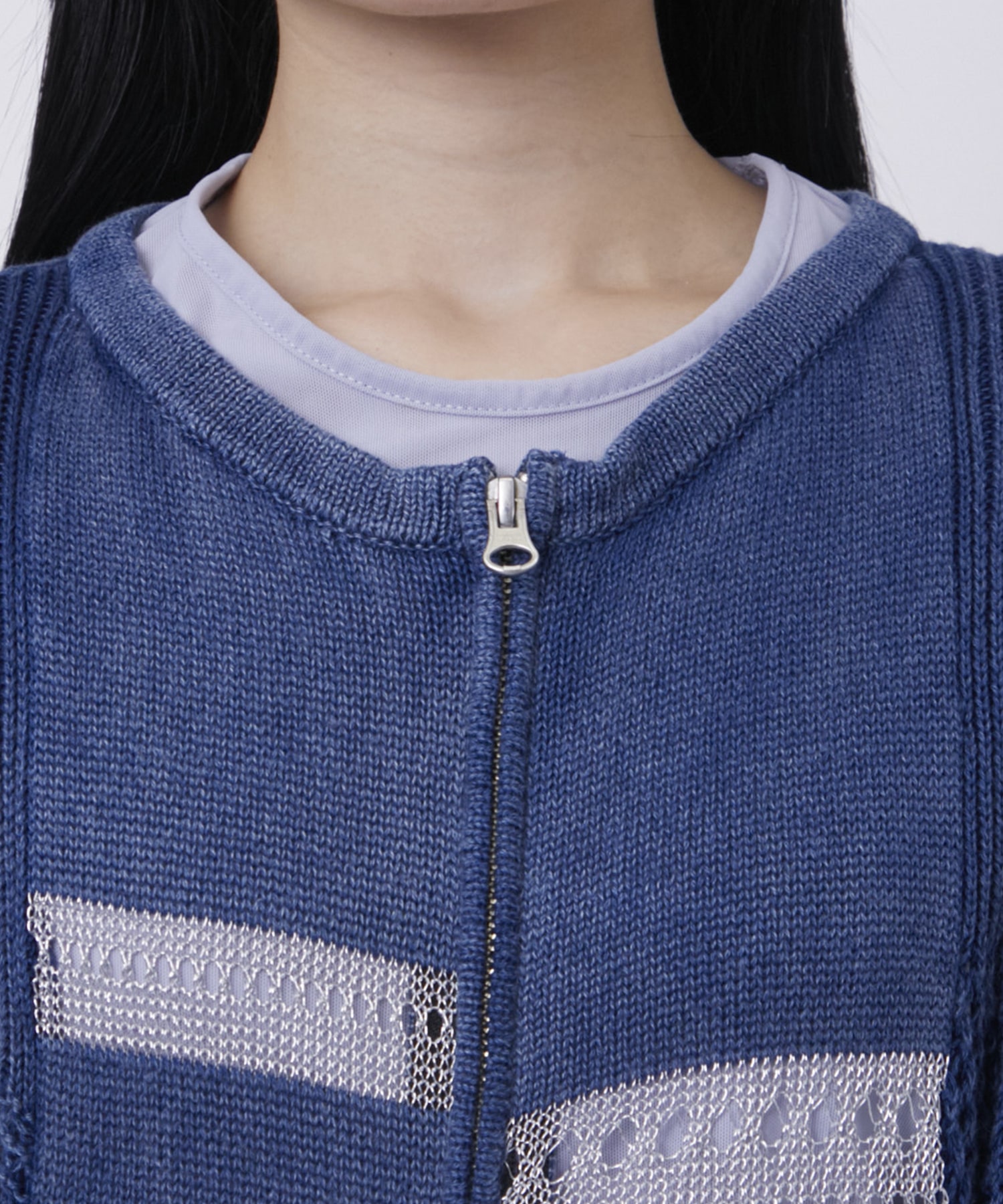 デニム風Zip Knit Onepiece PEIEN