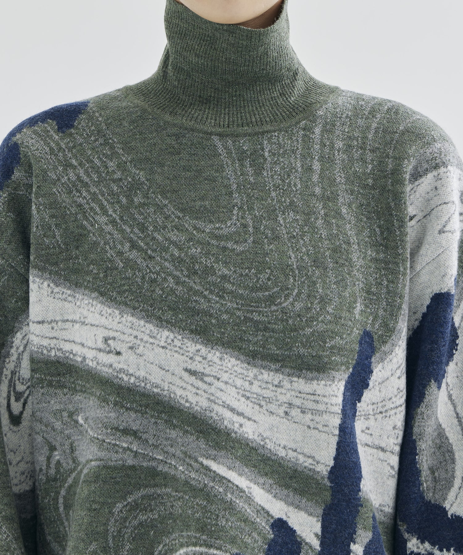 Marble Pattern High Neck Knitted Top Mame Kurogouchi