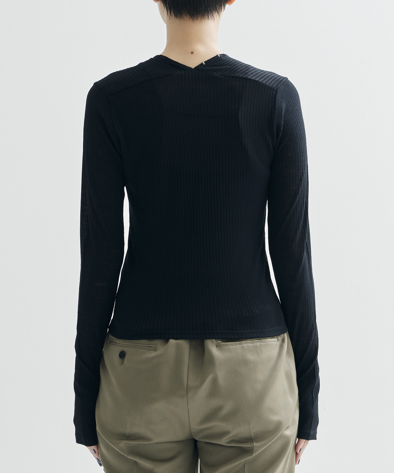 WOOL RIB CREW NECK TOP WITH HOOK JOHN LAWRENCE SULLIVAN