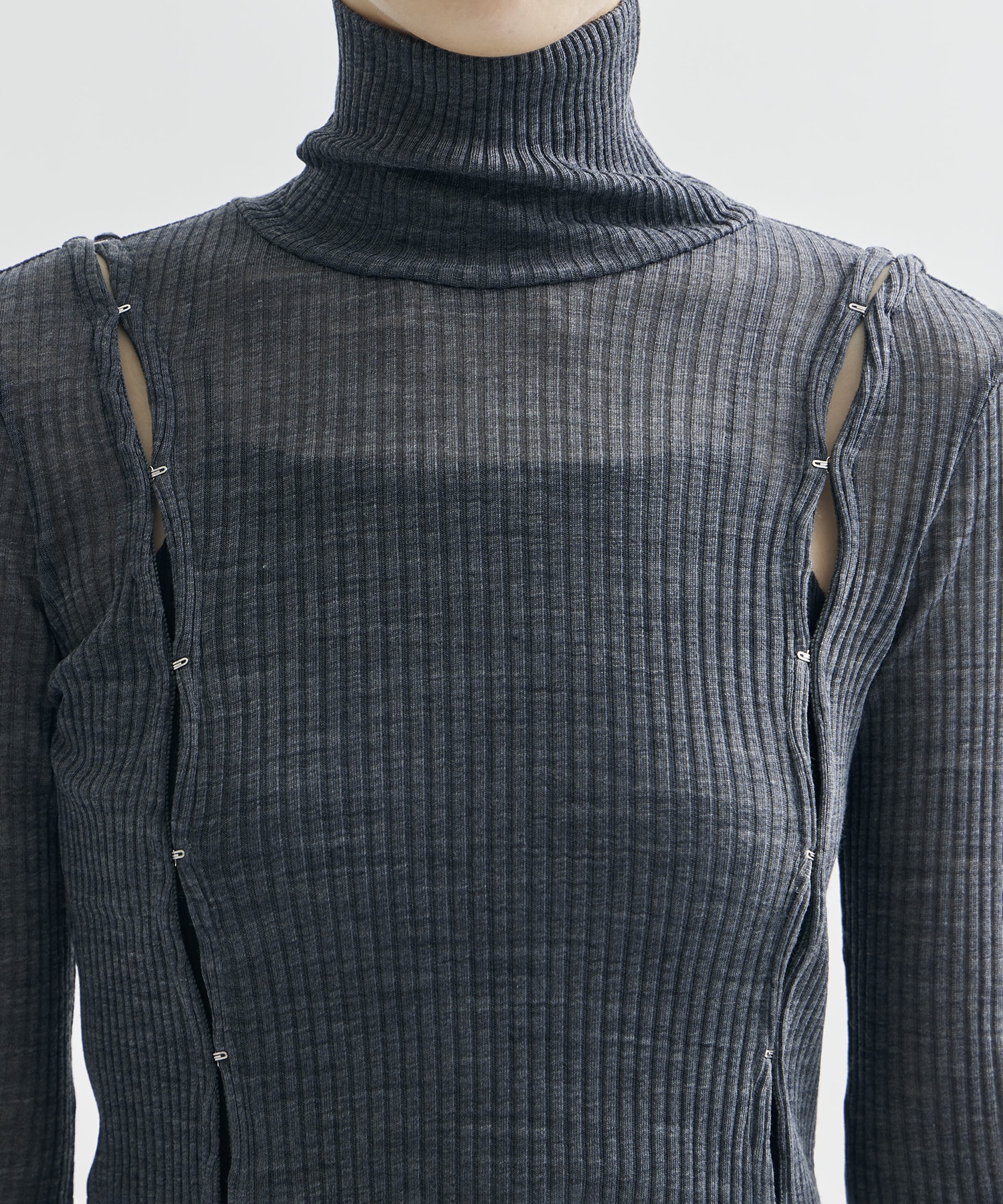 WOOL RIB HI-NECK TOP WITH HOOK JOHN LAWRENCE SULLIVAN