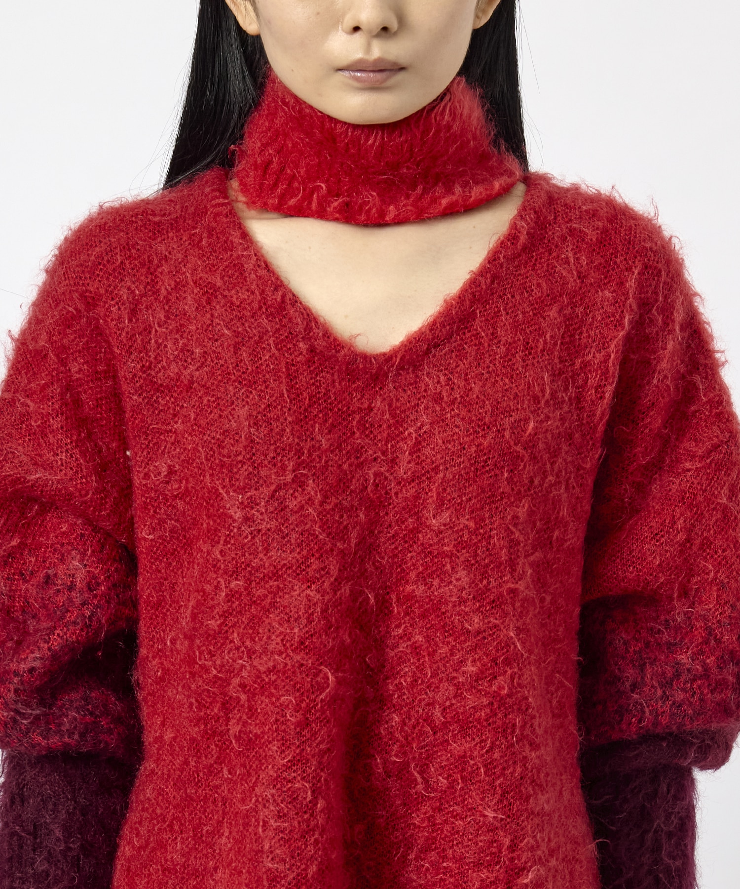 MOHAIR OPEN HIGHNECK KNIT MUKASA