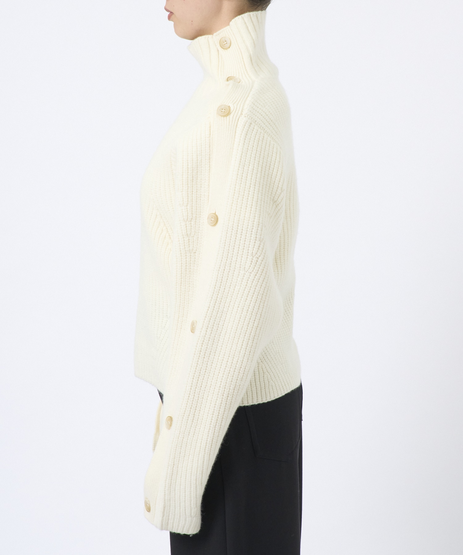 Button Sleeve Wool Knit Top STUDIOUS