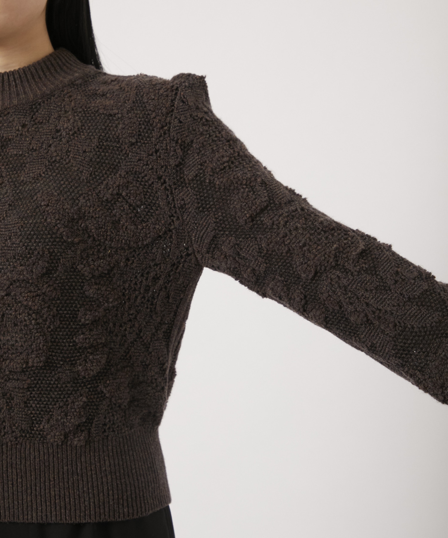 SQUARE SHOULDER LACE JACQUARD SWEATER 