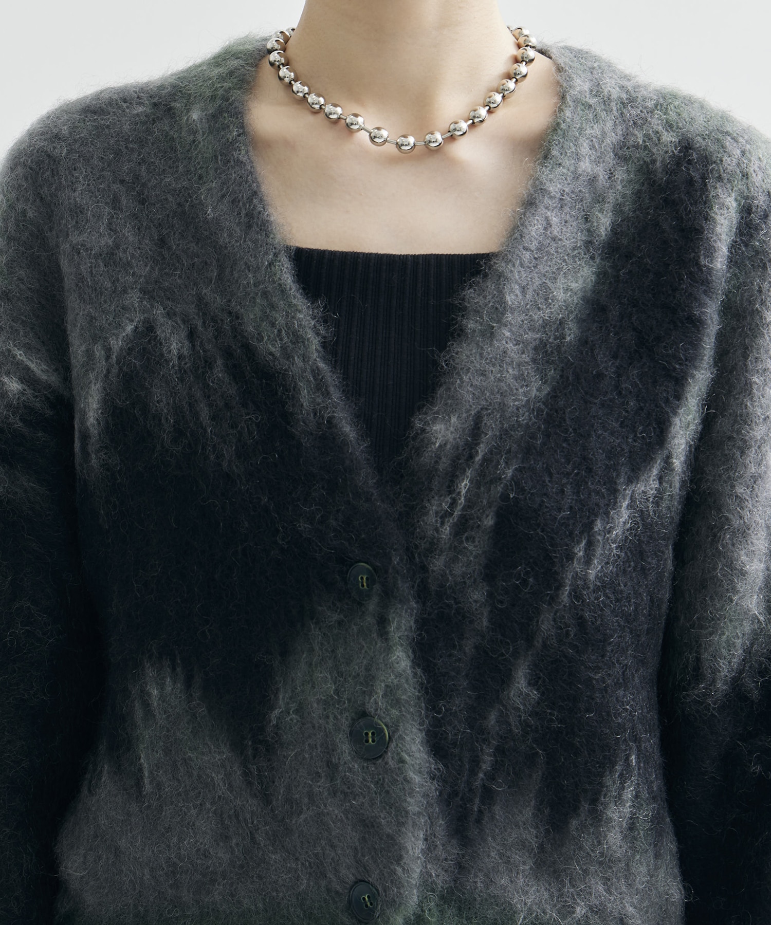 Drip Glaze Pattern Mohair Knitted Cardigan Mame Kurogouchi