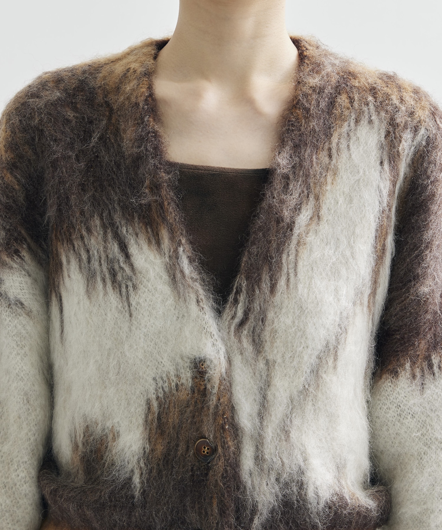 Drip Glaze Pattern Mohair Knitted Cardigan Mame Kurogouchi