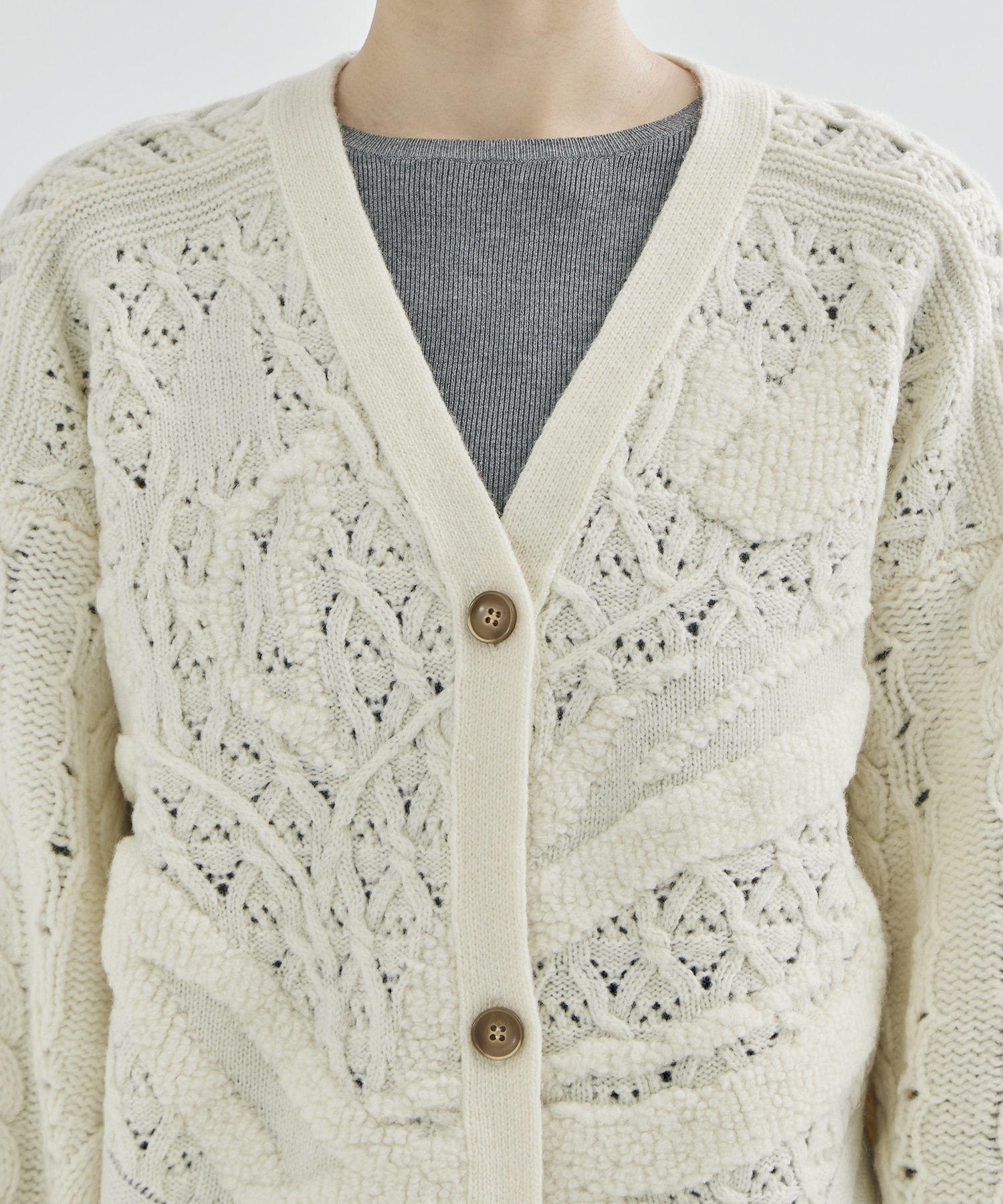 Floral Motif Chunky Knitted Cardigan Mame Kurogouchi