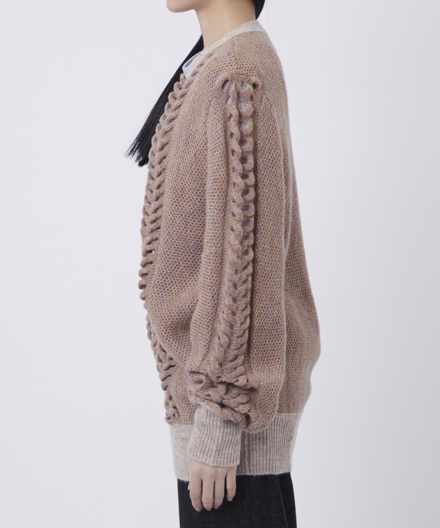 ウールモヘアZIP Knit Cardigan PEIEN