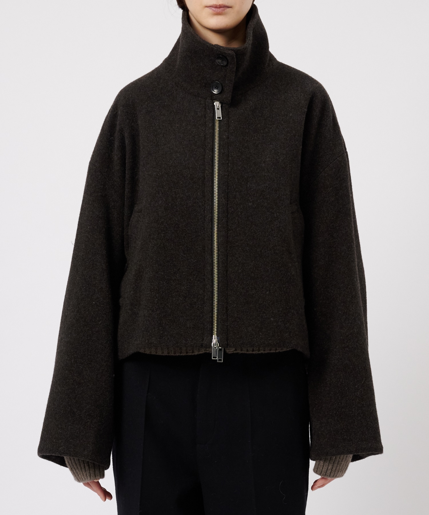 Stand Collar Wool Blouson STUDIOUS