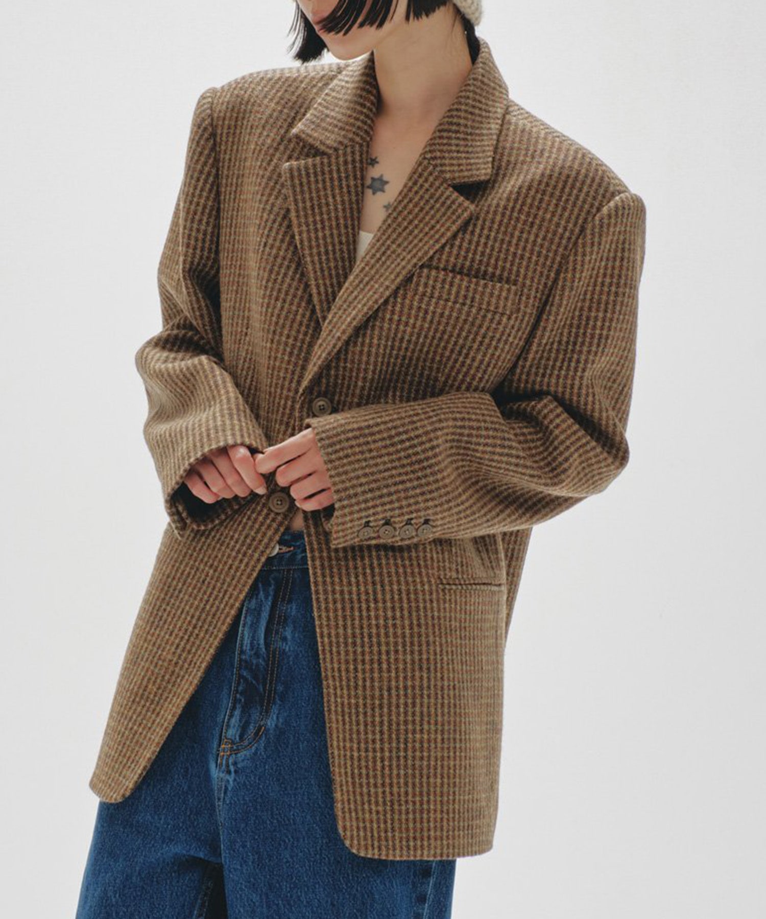 Wool100% Check Jacket TODAYFUL