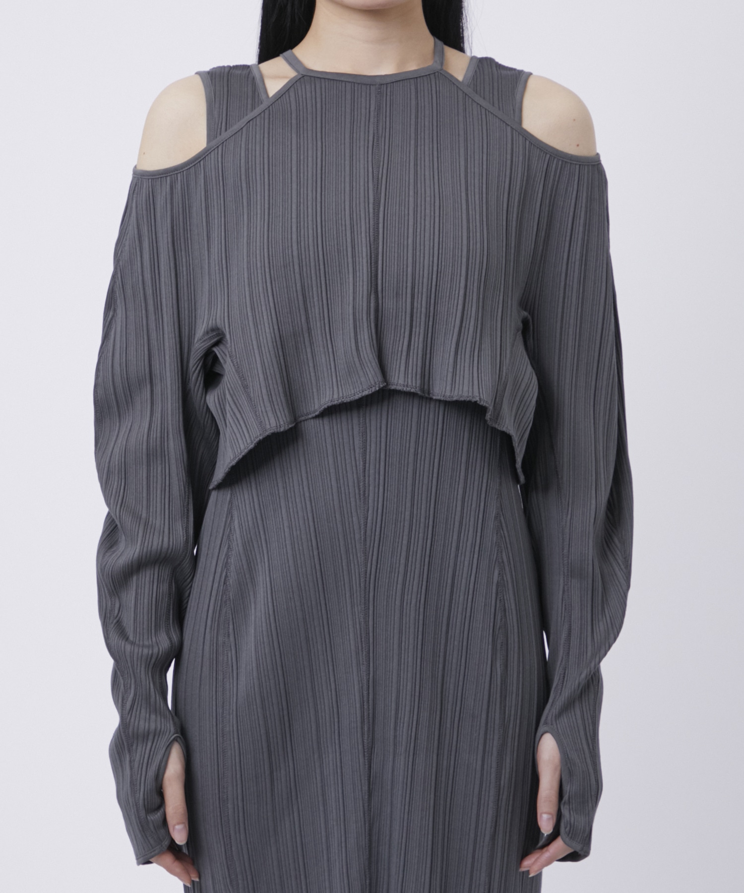 Random Ribbed Organic Cotton 2way Dress Mame Kurogouchi